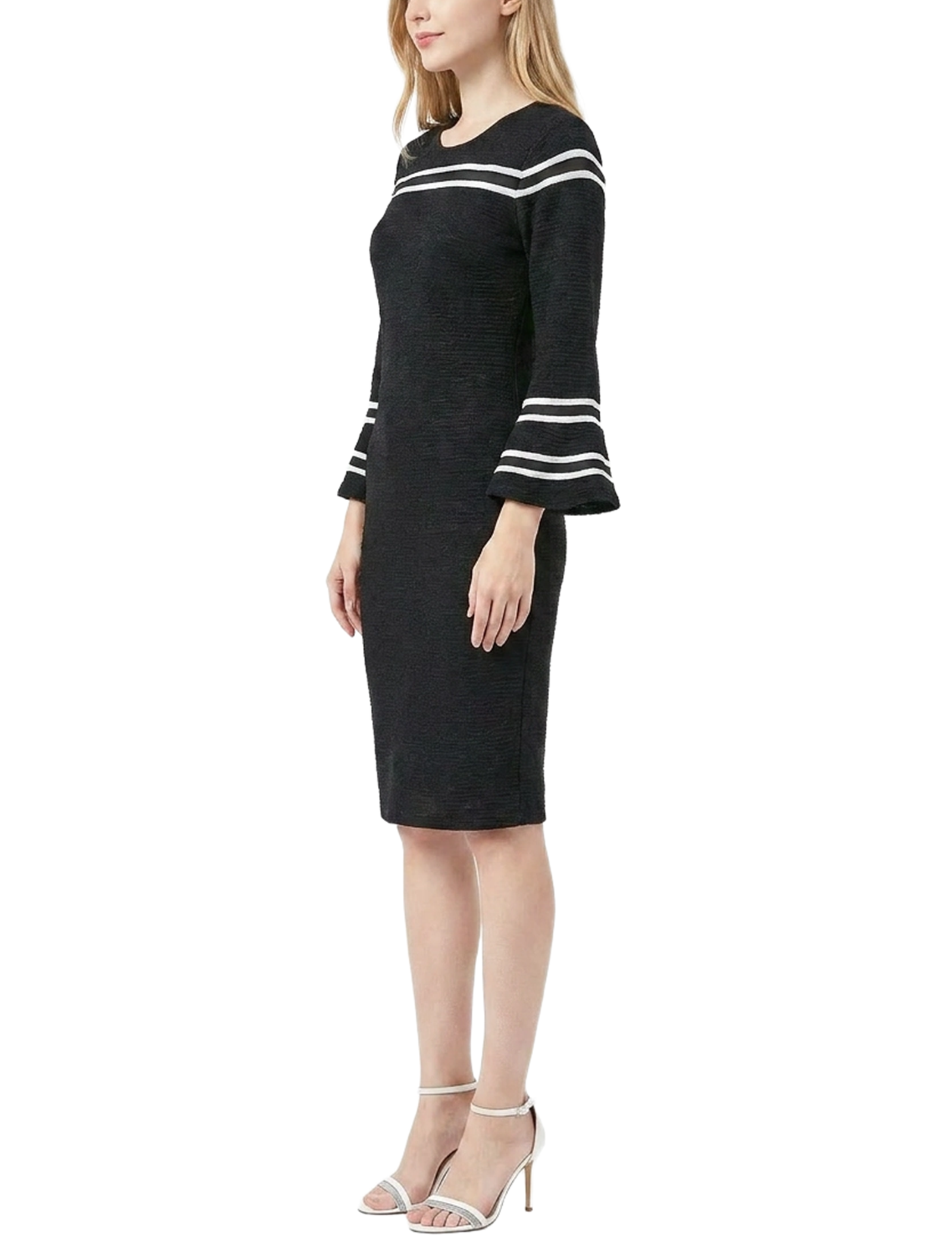 Petite Long Bell Sleeve Dress with Contrast Striping thumbnail 2