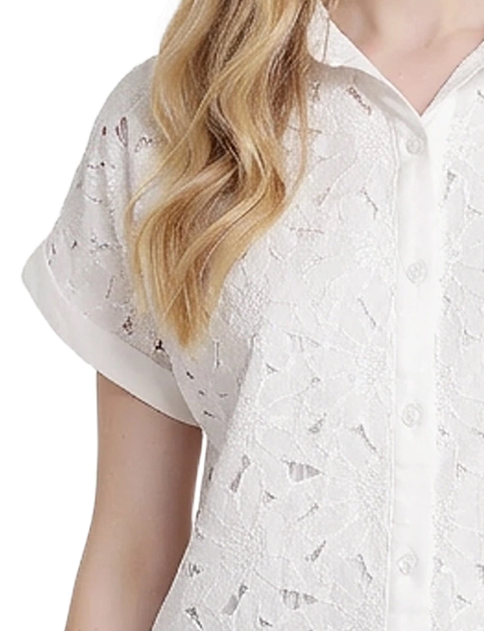 Petite Short Sleeve Eyelet Blouse thumbnail 3