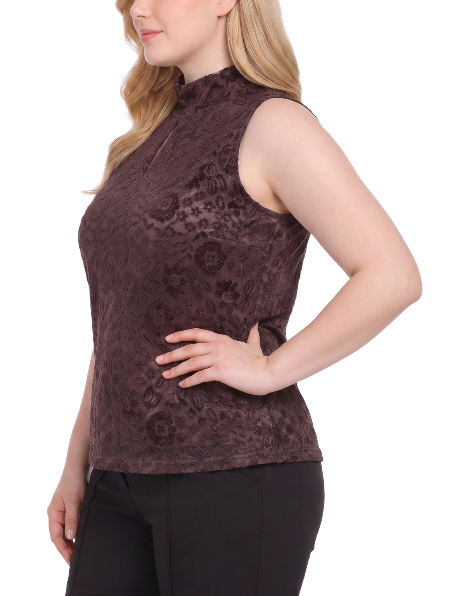 Plus Size Sleeveless Velvet Mock Neck thumbnail 2