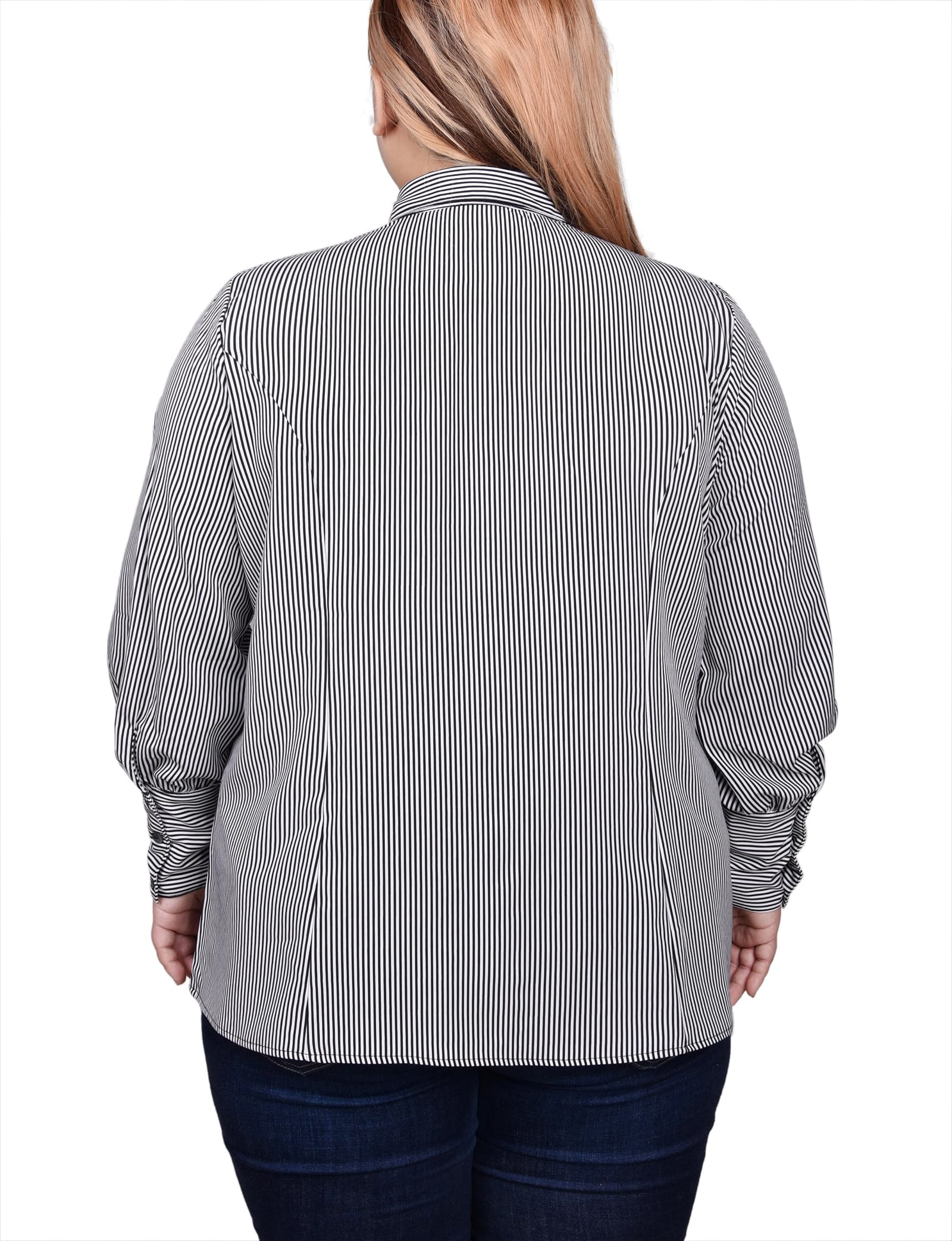 Plus Size Long Sleeve Crochet Trimmed Blouse thumbnail 3