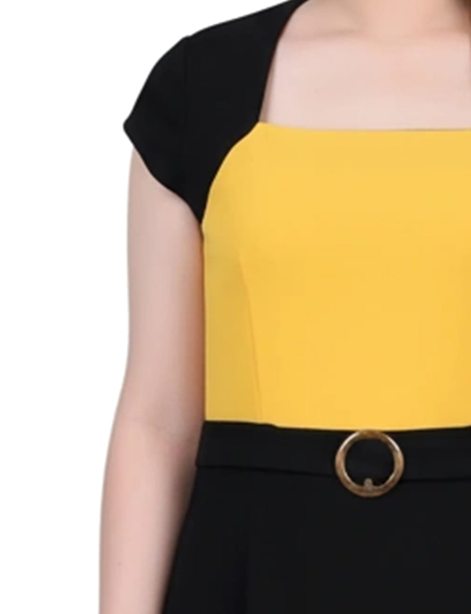 Petite 3/4 Sleeve 2 Piece Colorblocked Dress Set thumbnail 5