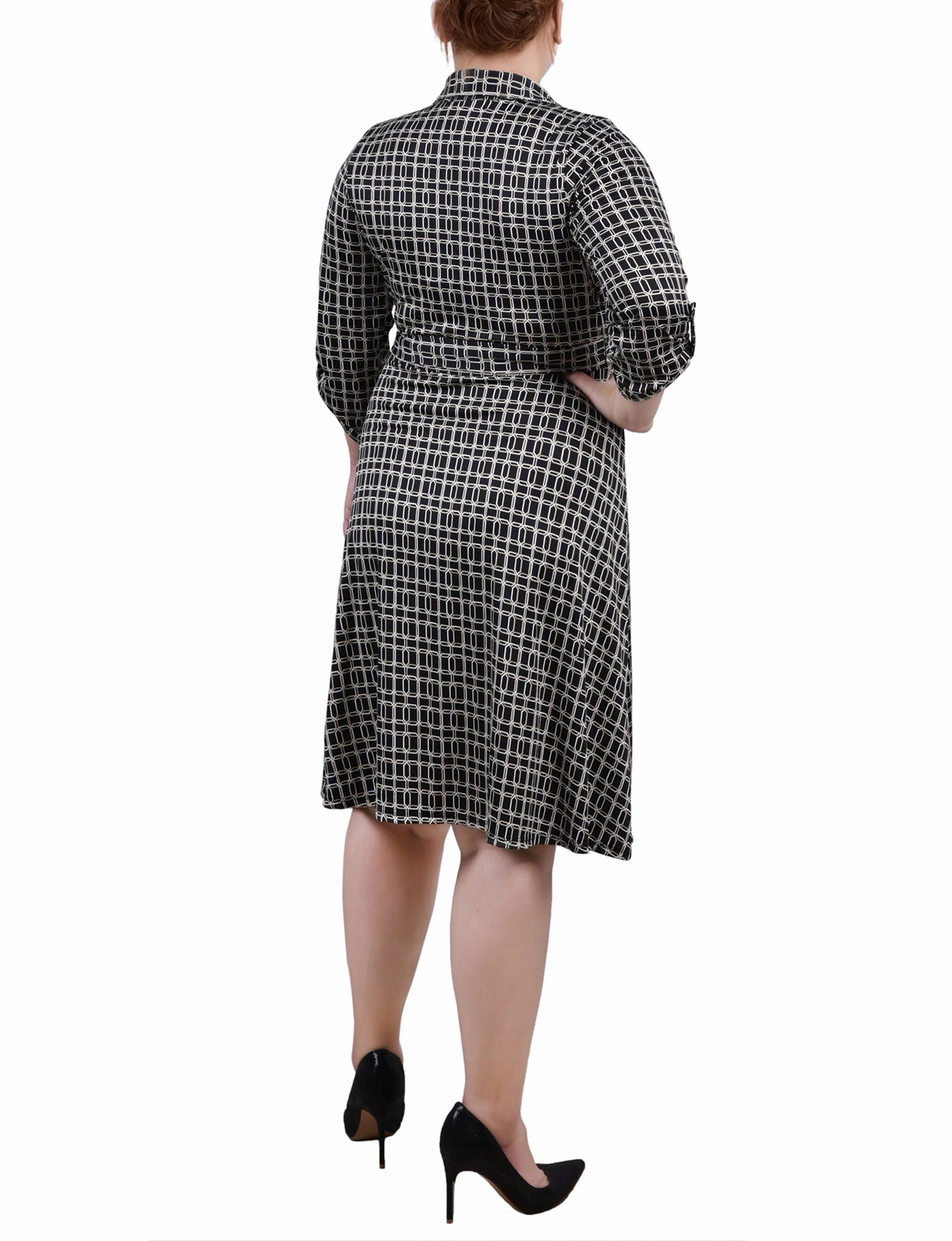 Plus Size 3/4 Slv Roll Tab Shirtdress thumbnail 3