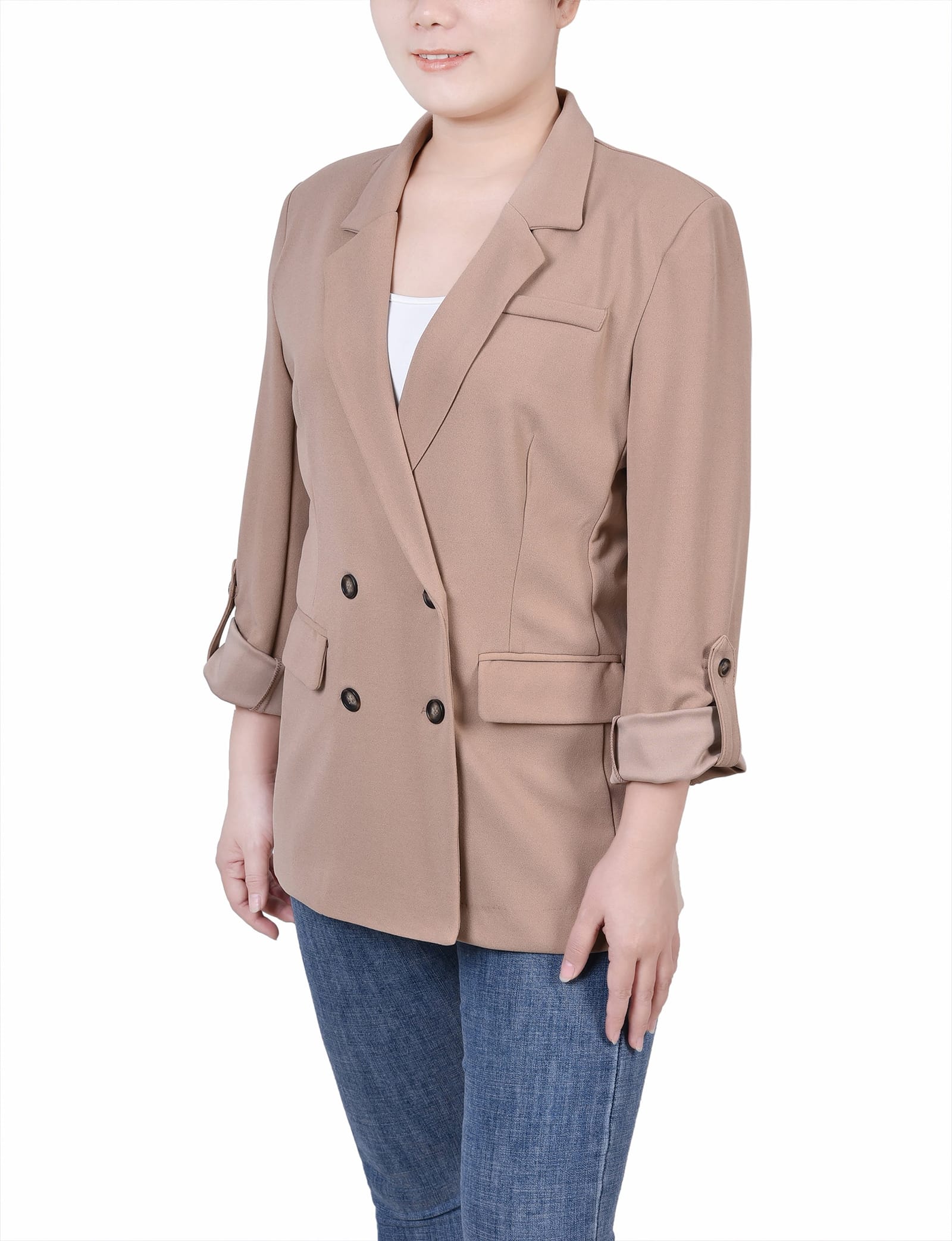 Petite Long Sleeve Double Breasted Crepe Jacket thumbnail 2