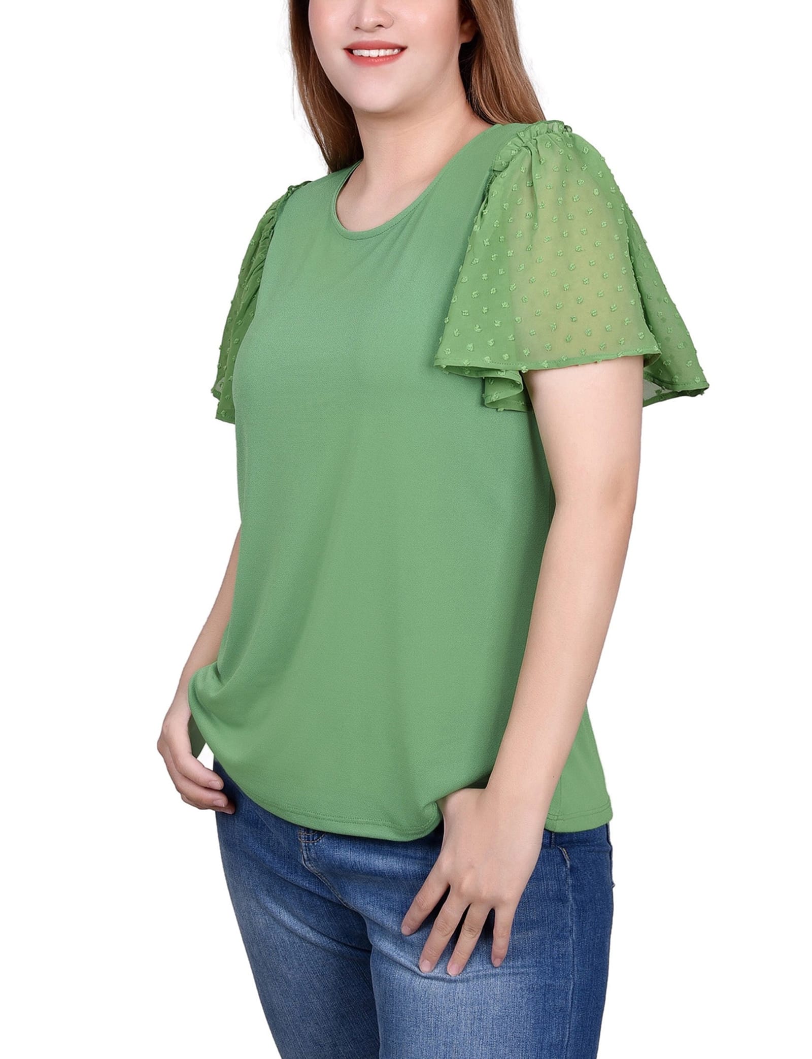 Clip Dot Flutter Sleeve Top thumbnail 6