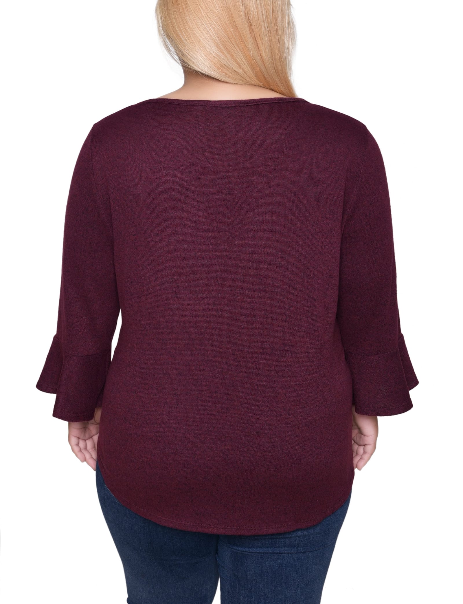 Plus Size 3/4 Bell Sleeve Top with Hardware thumbnail 2