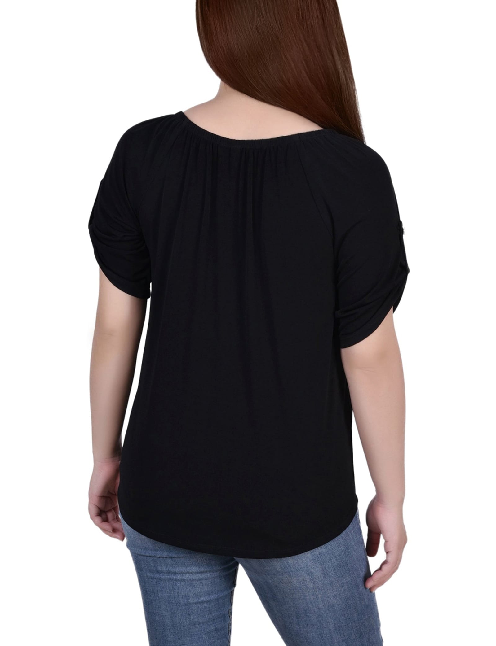 Short Sleeve Round Neck Henley Top thumbnail 3