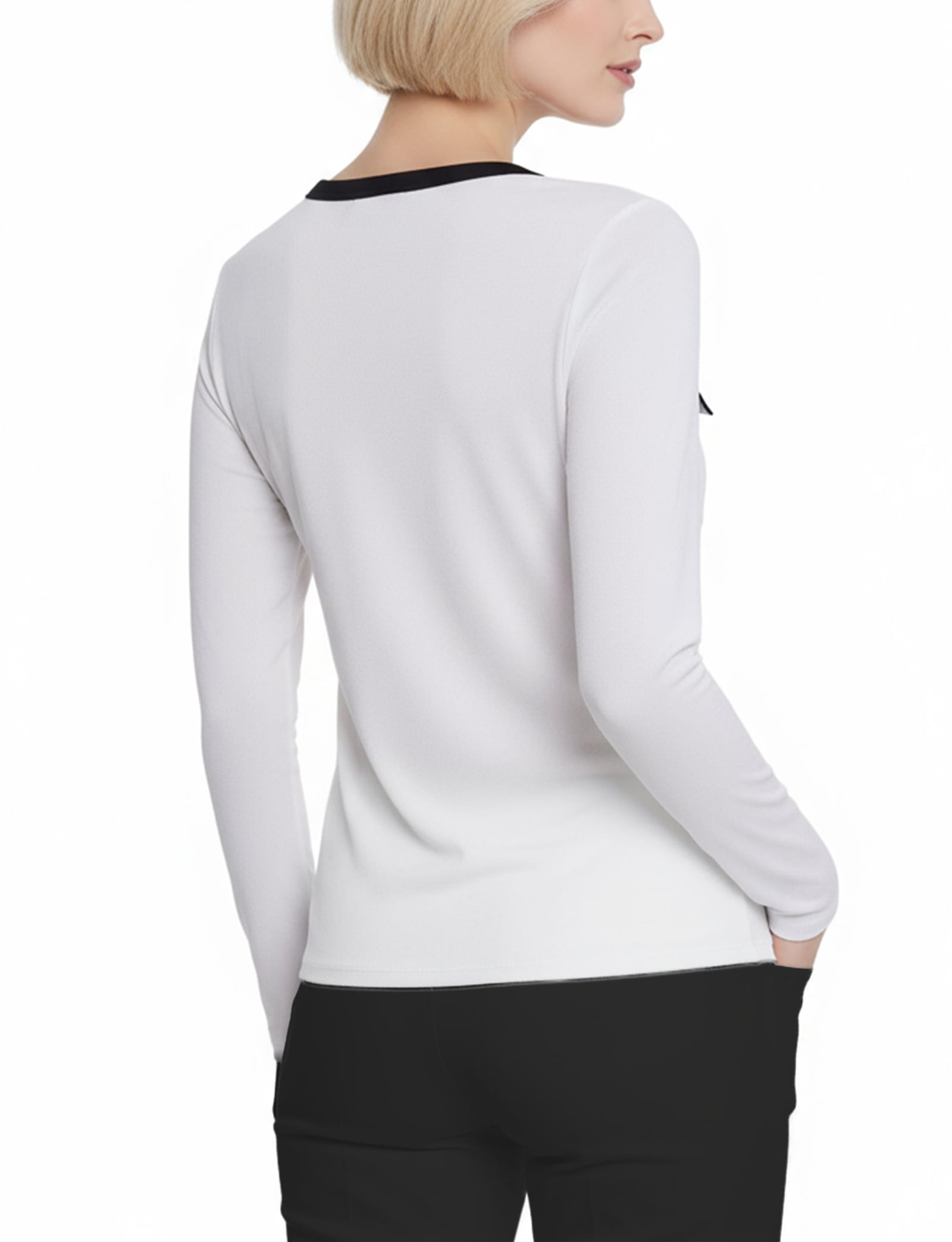 Petite Long Sleeve Contrast Detail Top thumbnail 4