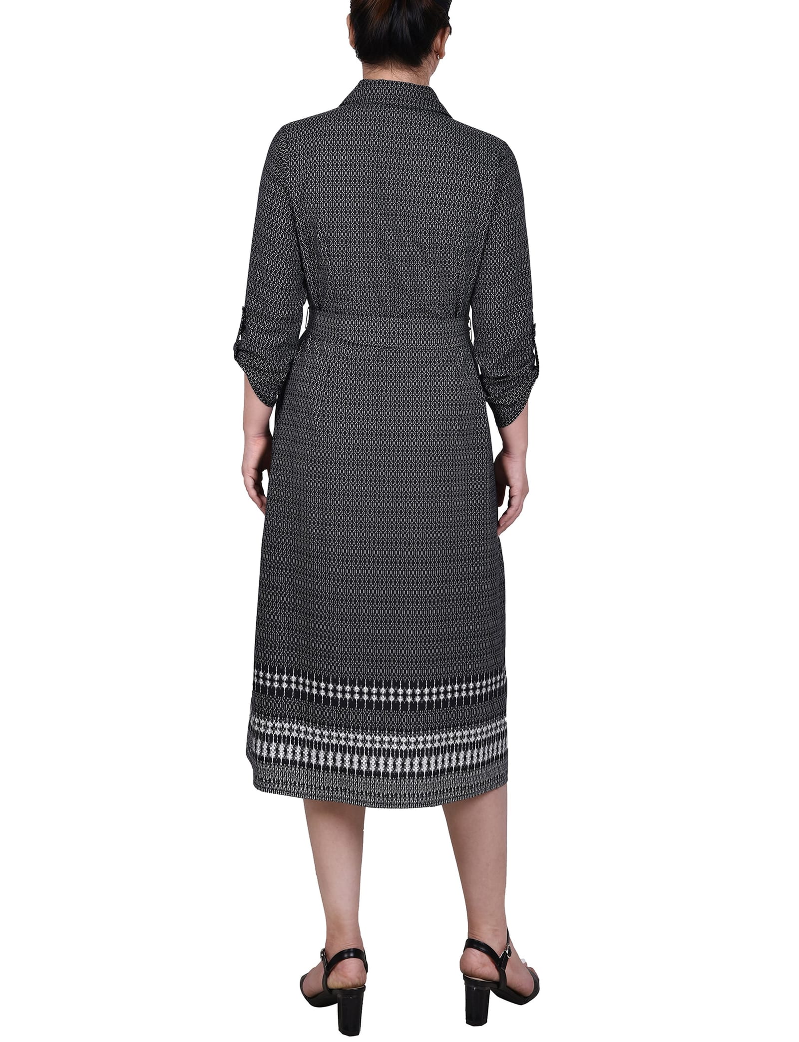 Petite 3/4 Roll Tab Sleeve Belted Shirtdress thumbnail 3