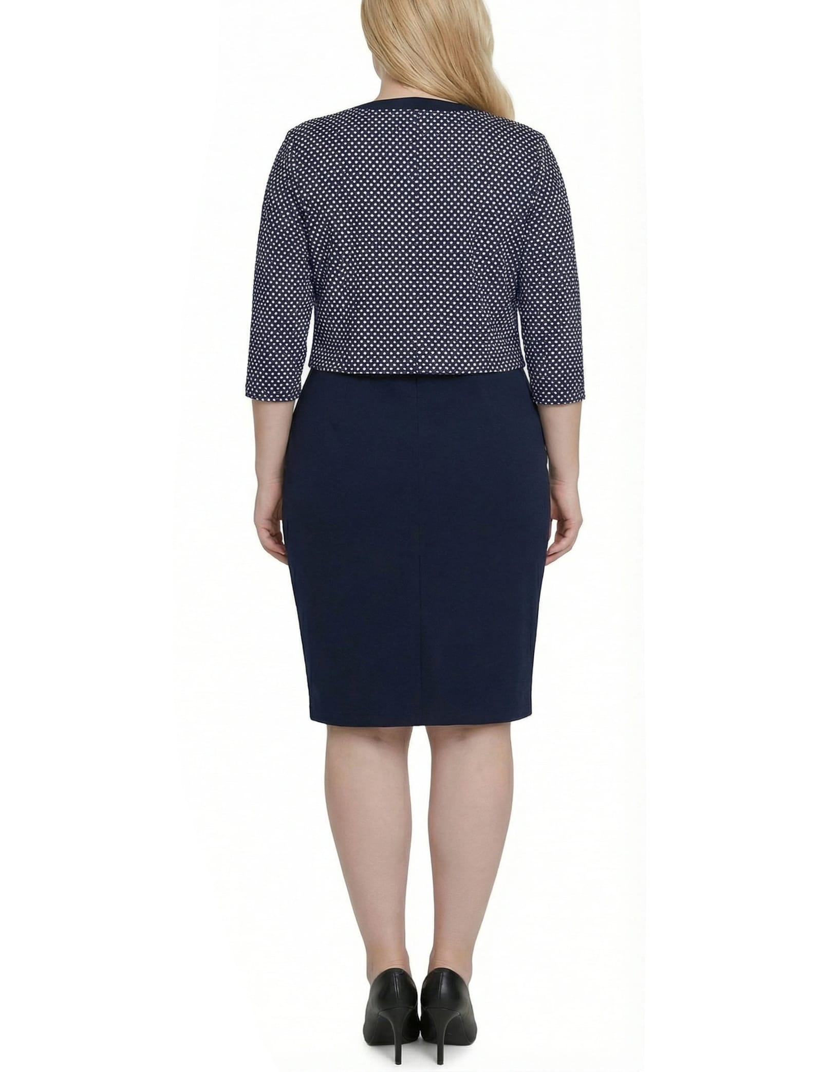 Plus Size 3/4 Sleeve Jacket and Dress Set thumbnail 4