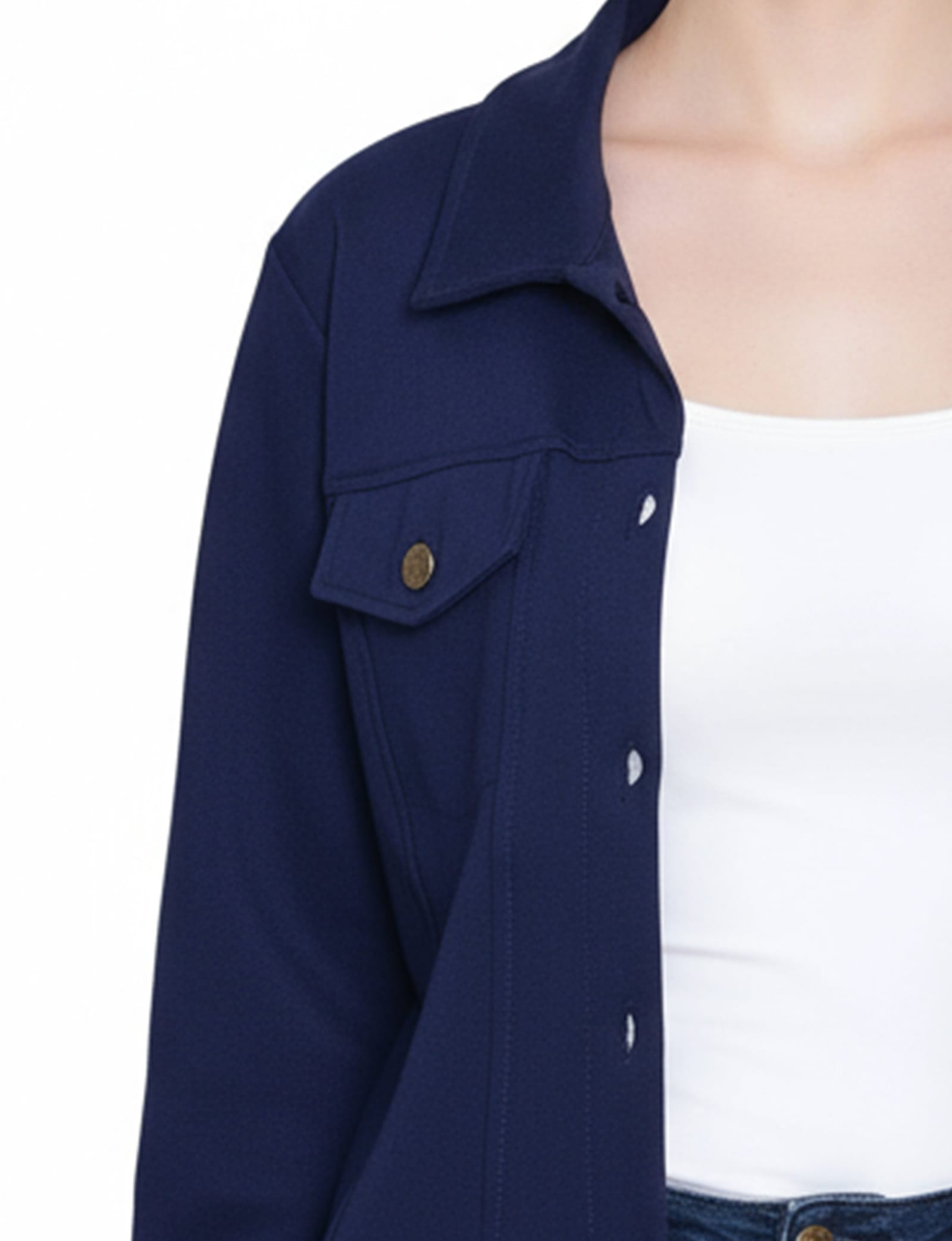 Petite Long Sleeve Ponte Cropped Jacket thumbnail 3