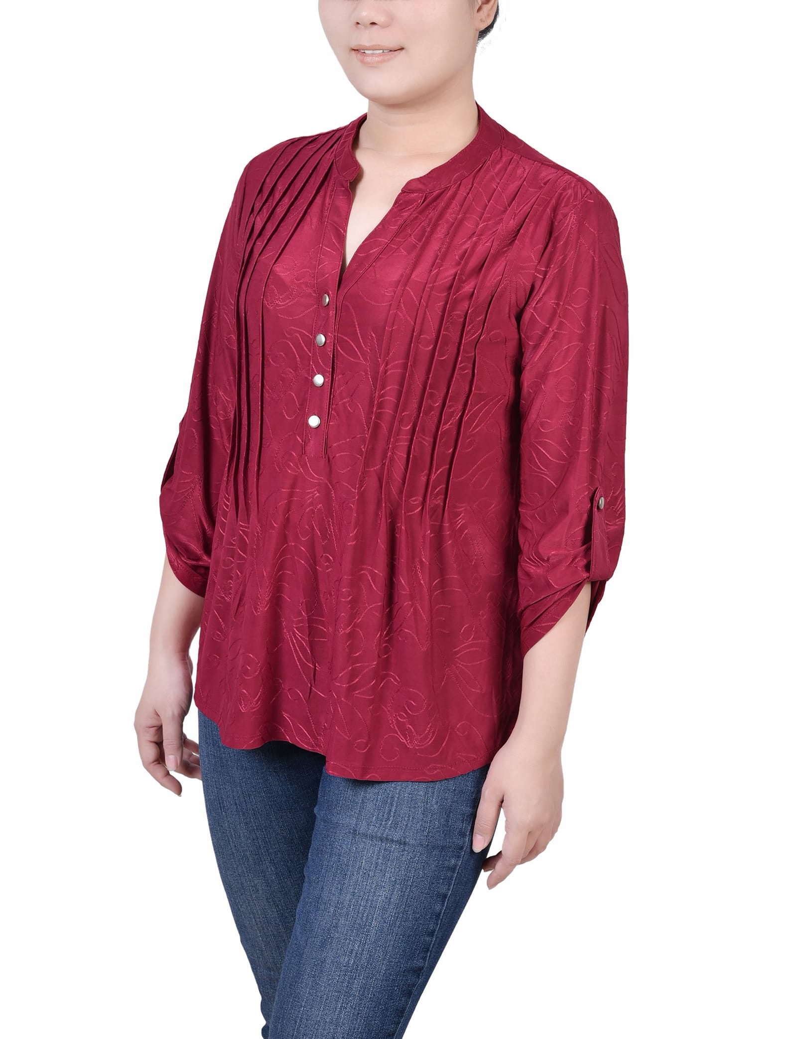 Petite 3/4 Roll Tab Pullover Top thumbnail 2
