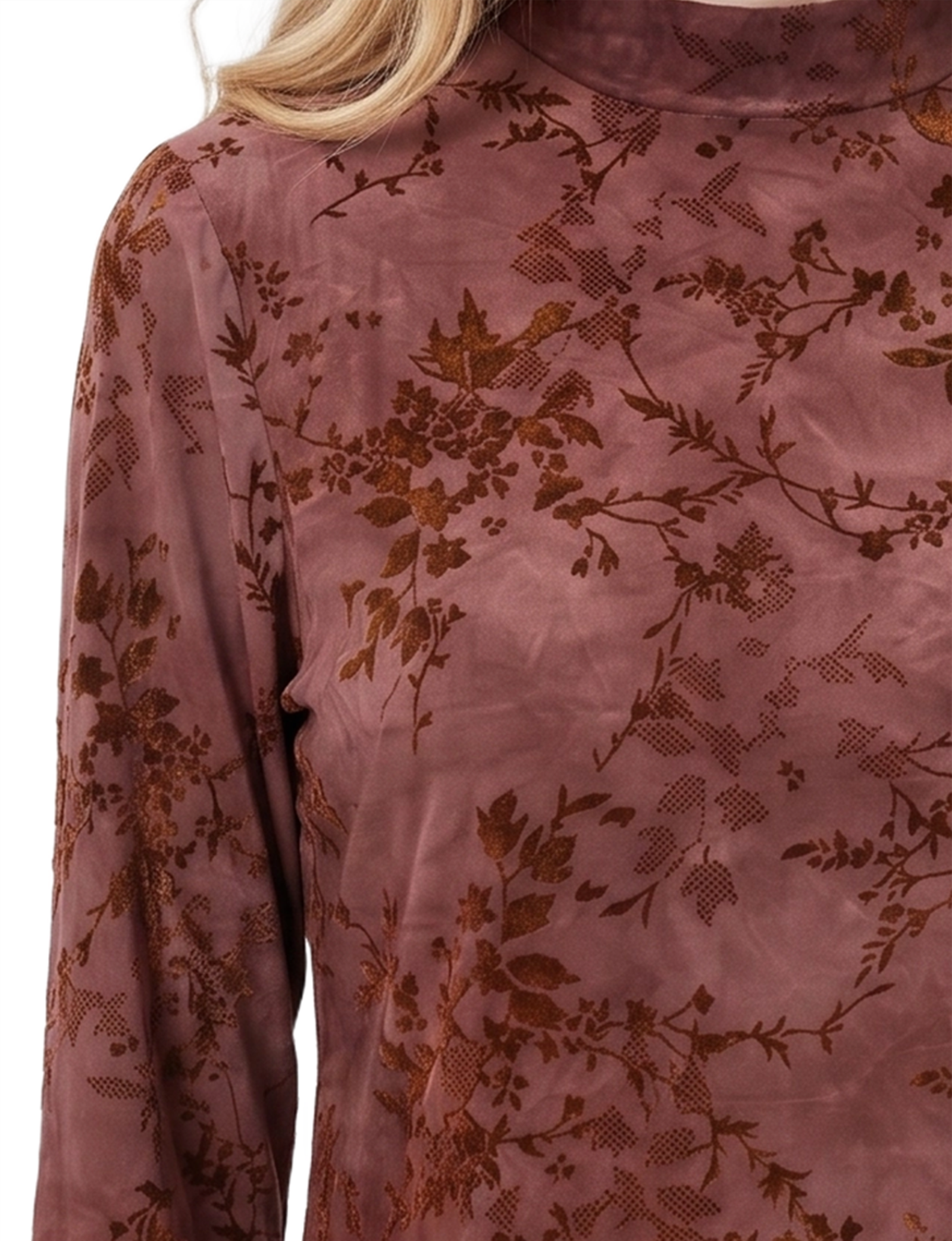 Long Sleeve Flocked Knit Jacquard Pullover Top thumbnail 3