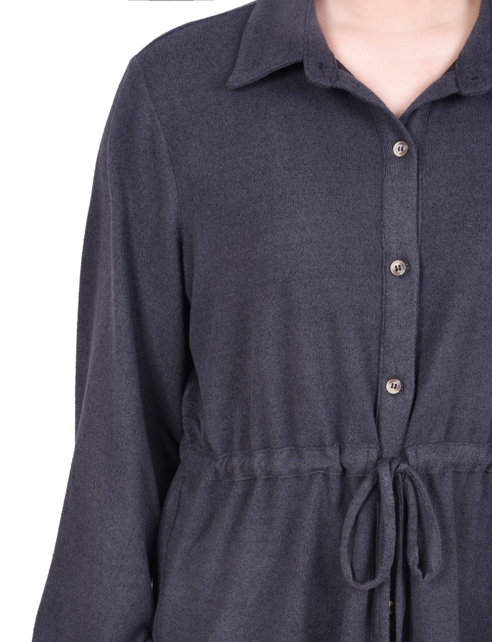 Petite Long Dolman Sleeve Drawstring-Waist Tunic Top thumbnail 4