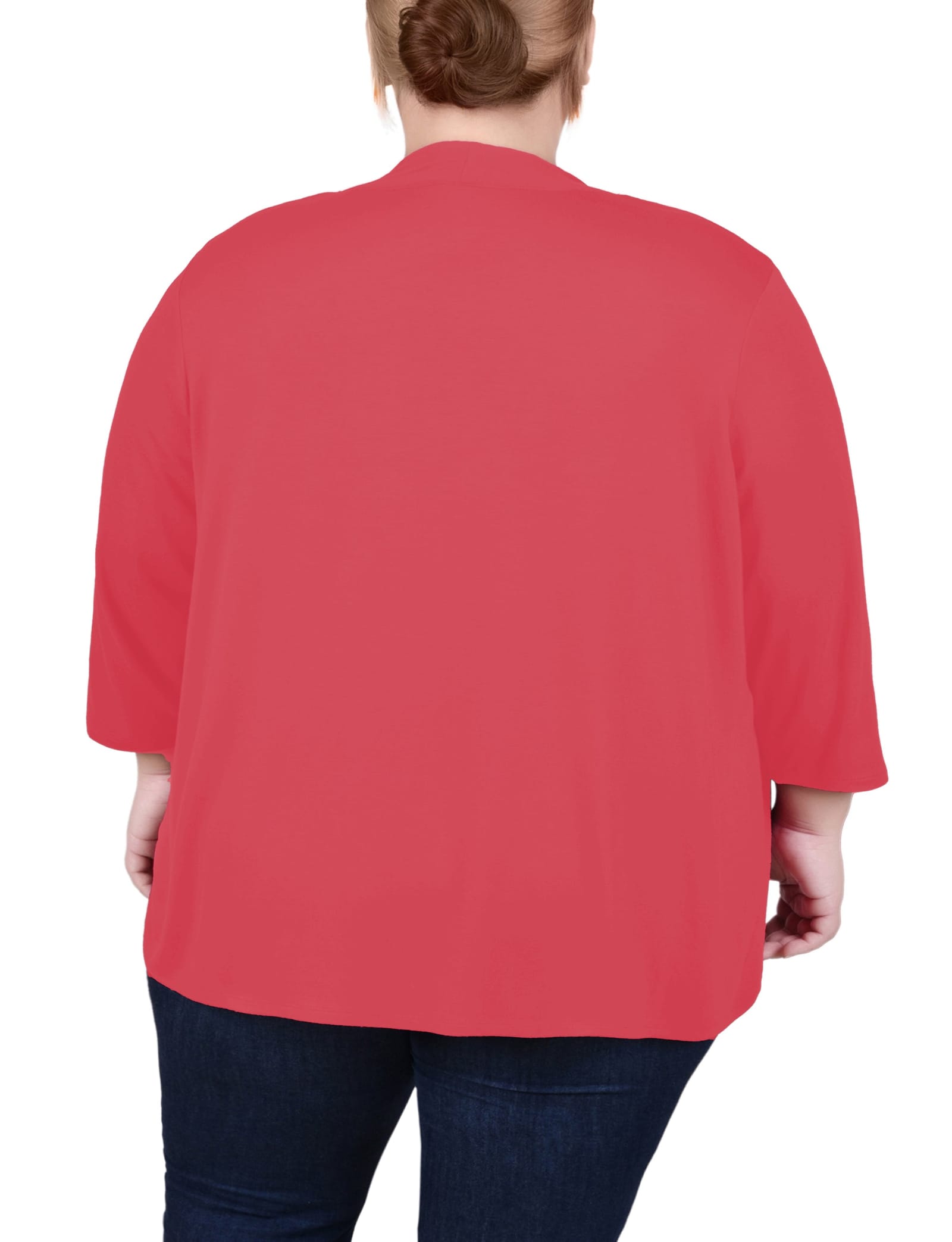 Plus Size 3/4 Sleeve Solid Cardigan thumbnail 2
