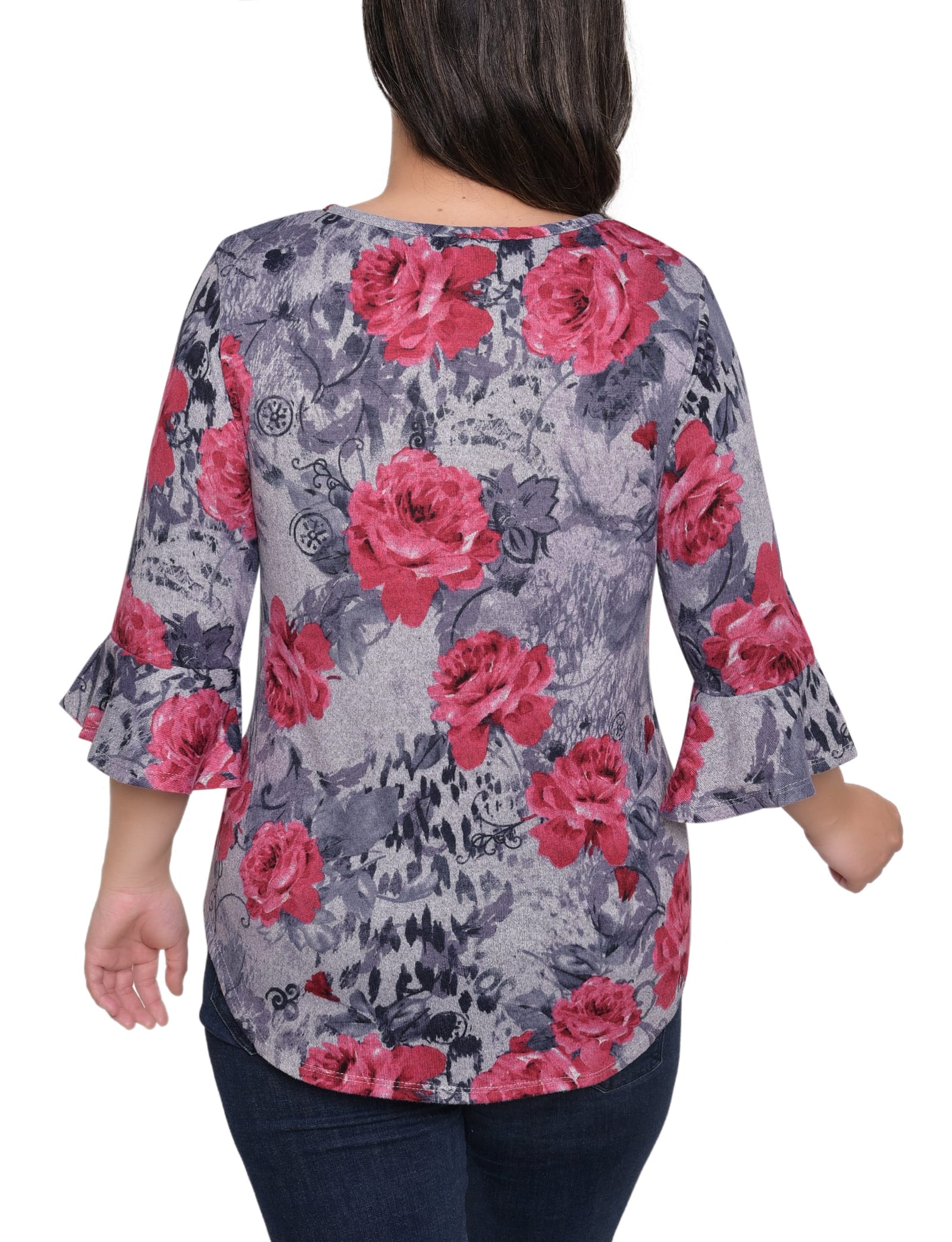 Petite 3/4 Bell Sleeve Top with Hardware thumbnail 2