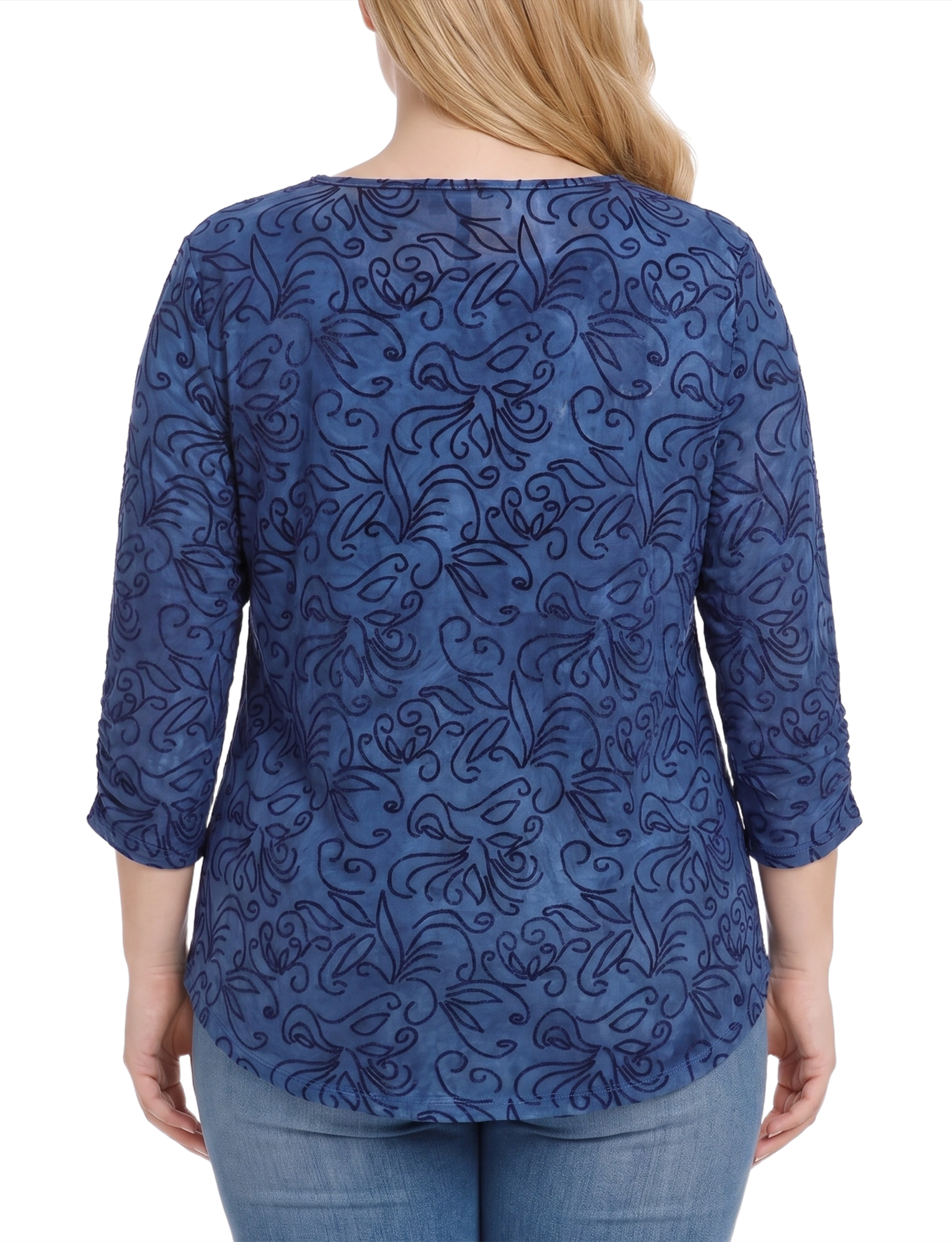 Plus Size 3/4 Sleeve Flocked Knit Pullover Top thumbnail 3