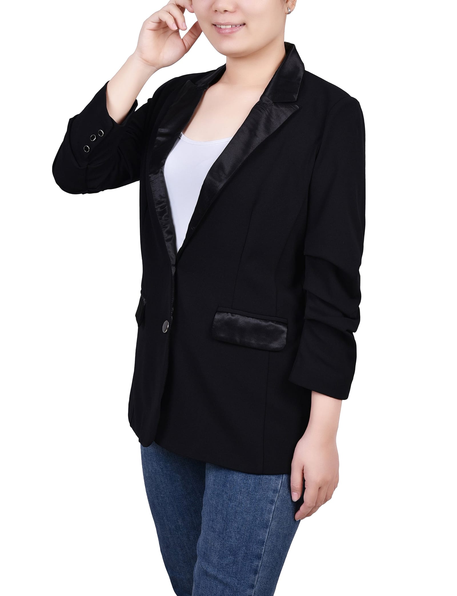 Satin Lapel Scuba Crepe Jacket thumbnail 2