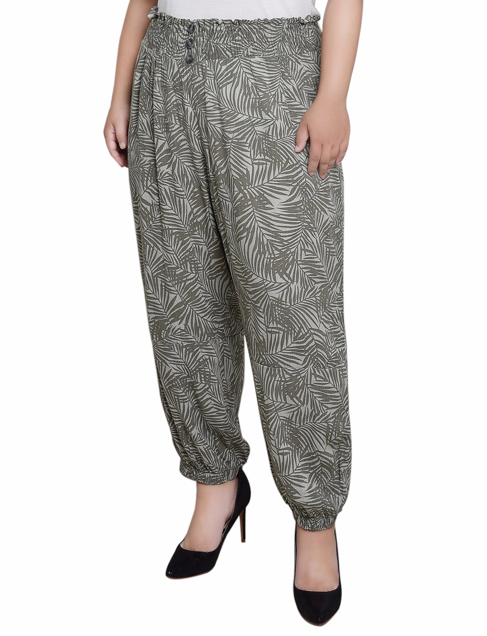 Plus Size Smock-Waist Pants thumbnail 2