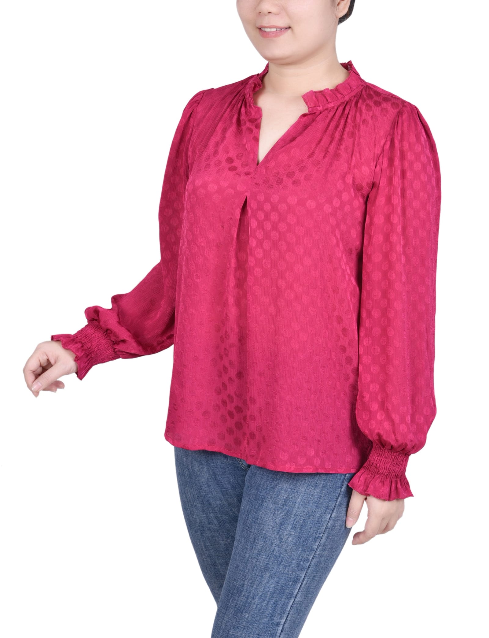 Long Sleeve Smocked Cuff Blouse thumbnail 2
