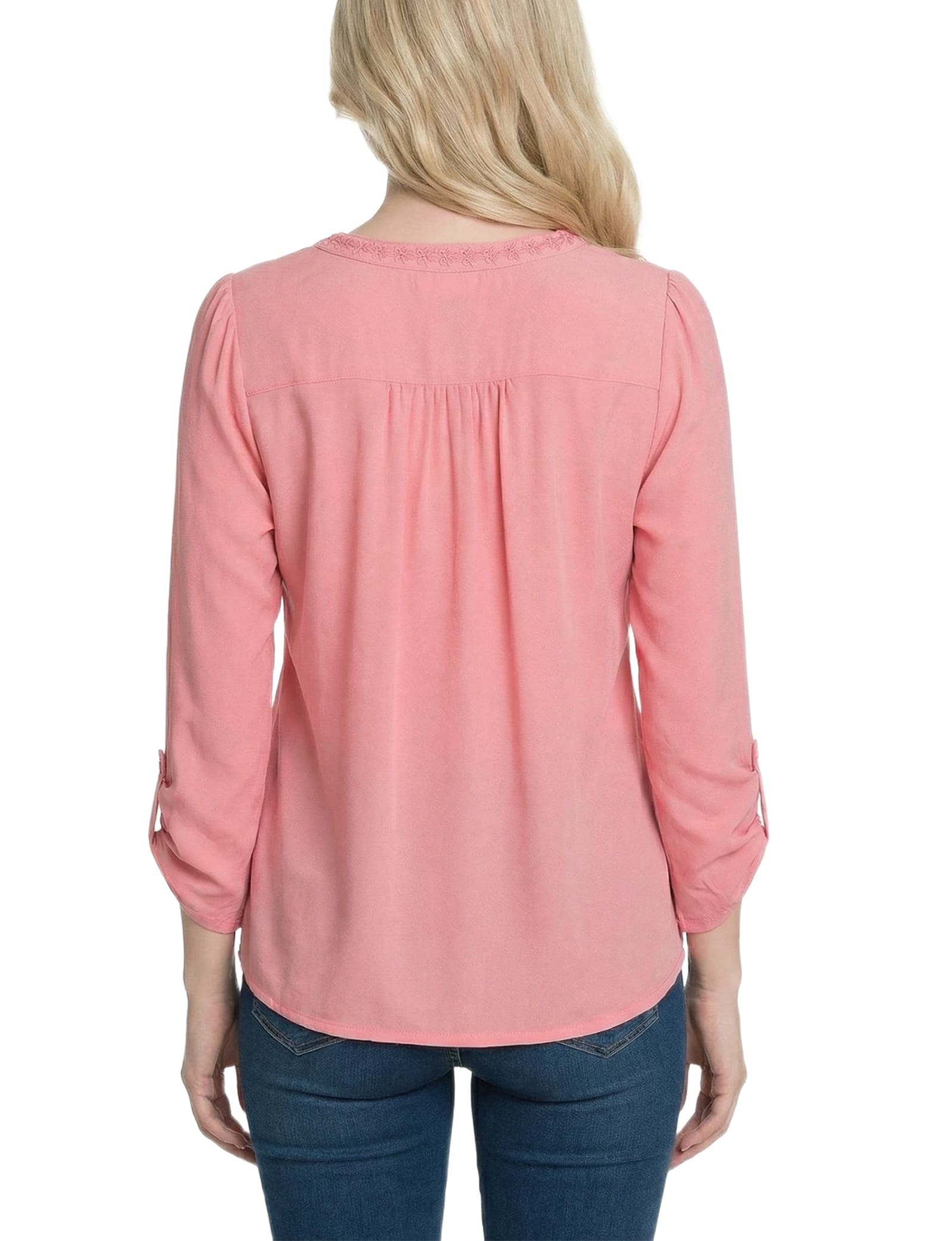 Petite Long Sleeve Pleat Front Roll Tab Top thumbnail 4