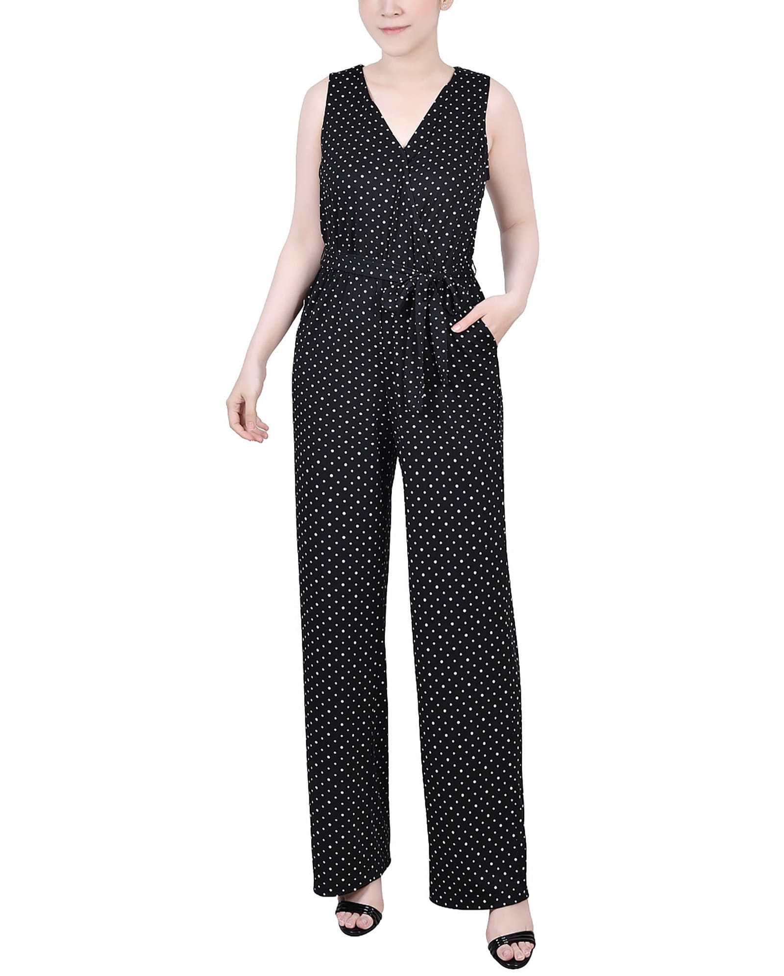Petite Sleeveless Belted Jumpsuit thumbnail 2