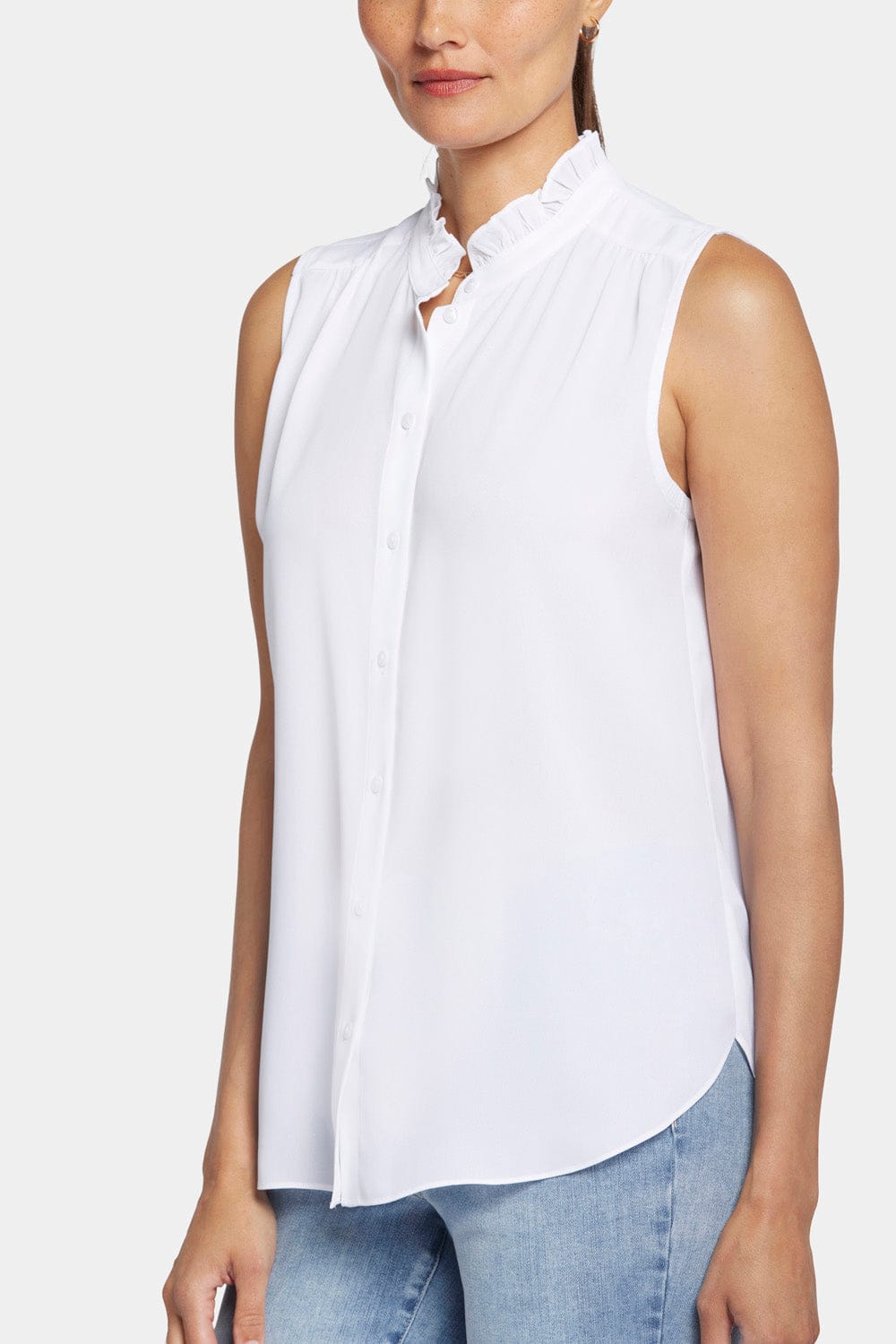 Sleeveless Ruffle Neck Blouse thumbnail 6