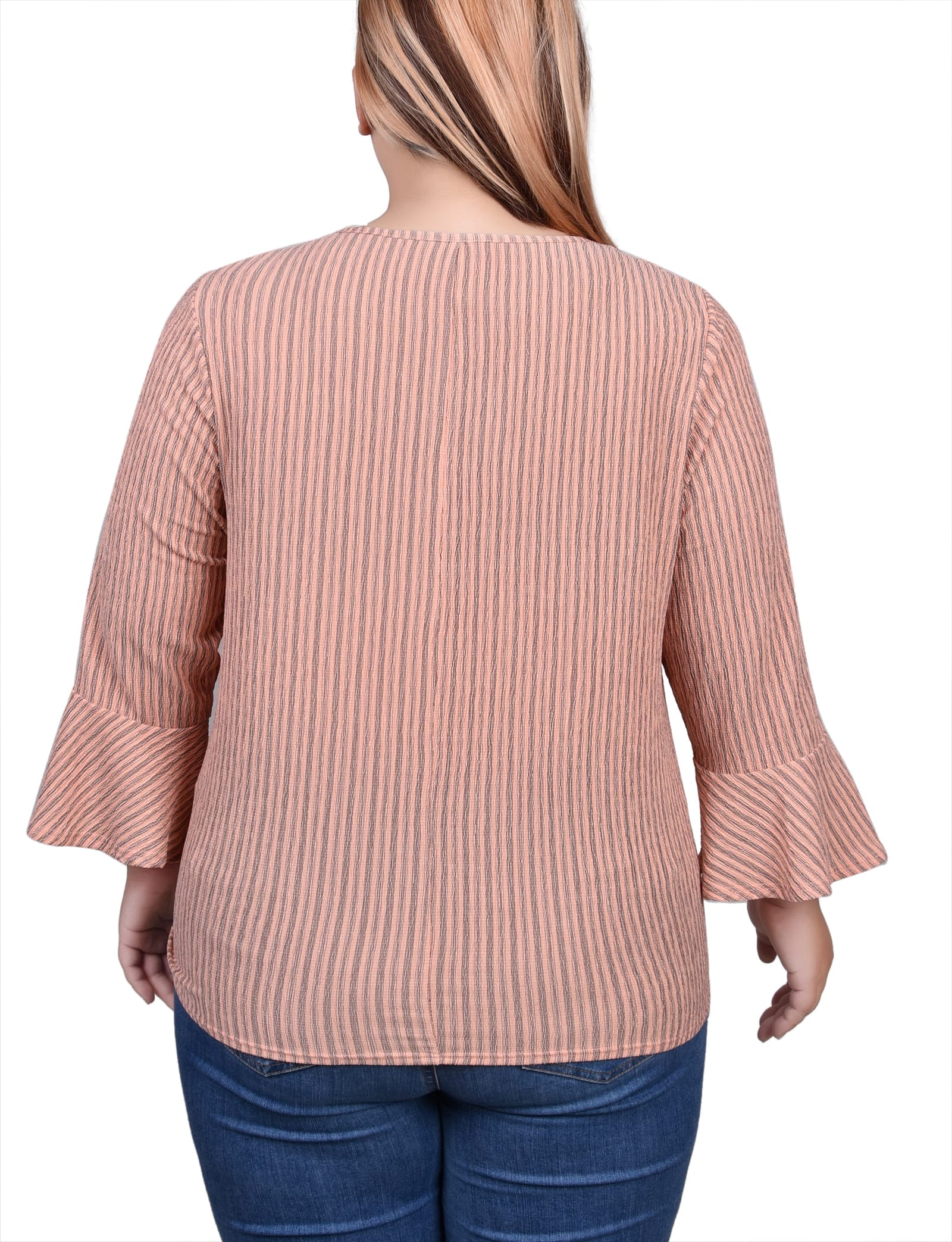 Plus Size 3/4 Bell Sleeve Textured Knit Top thumbnail 3