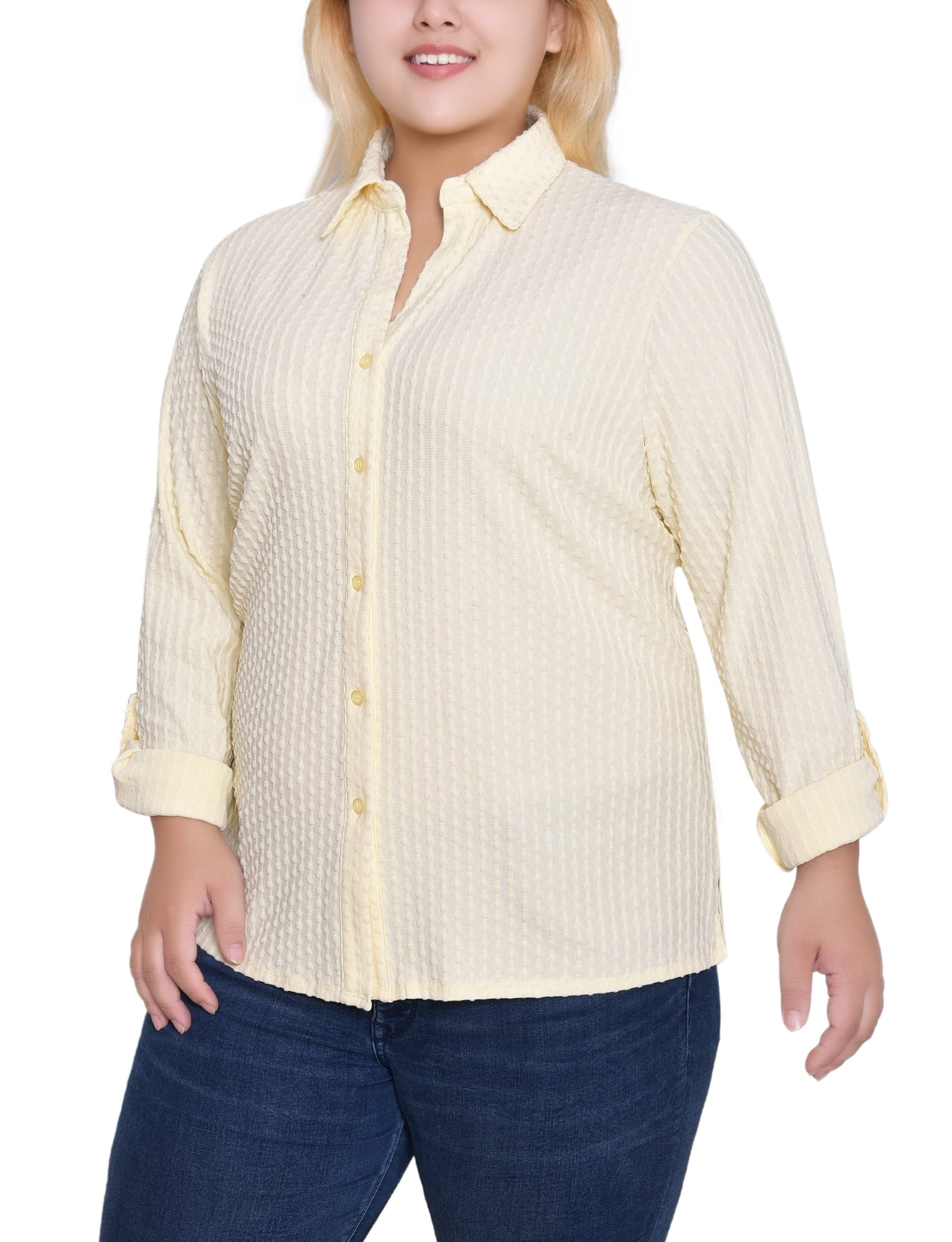 Plus Size Long Sleeve Textured Knit Top thumbnail 2
