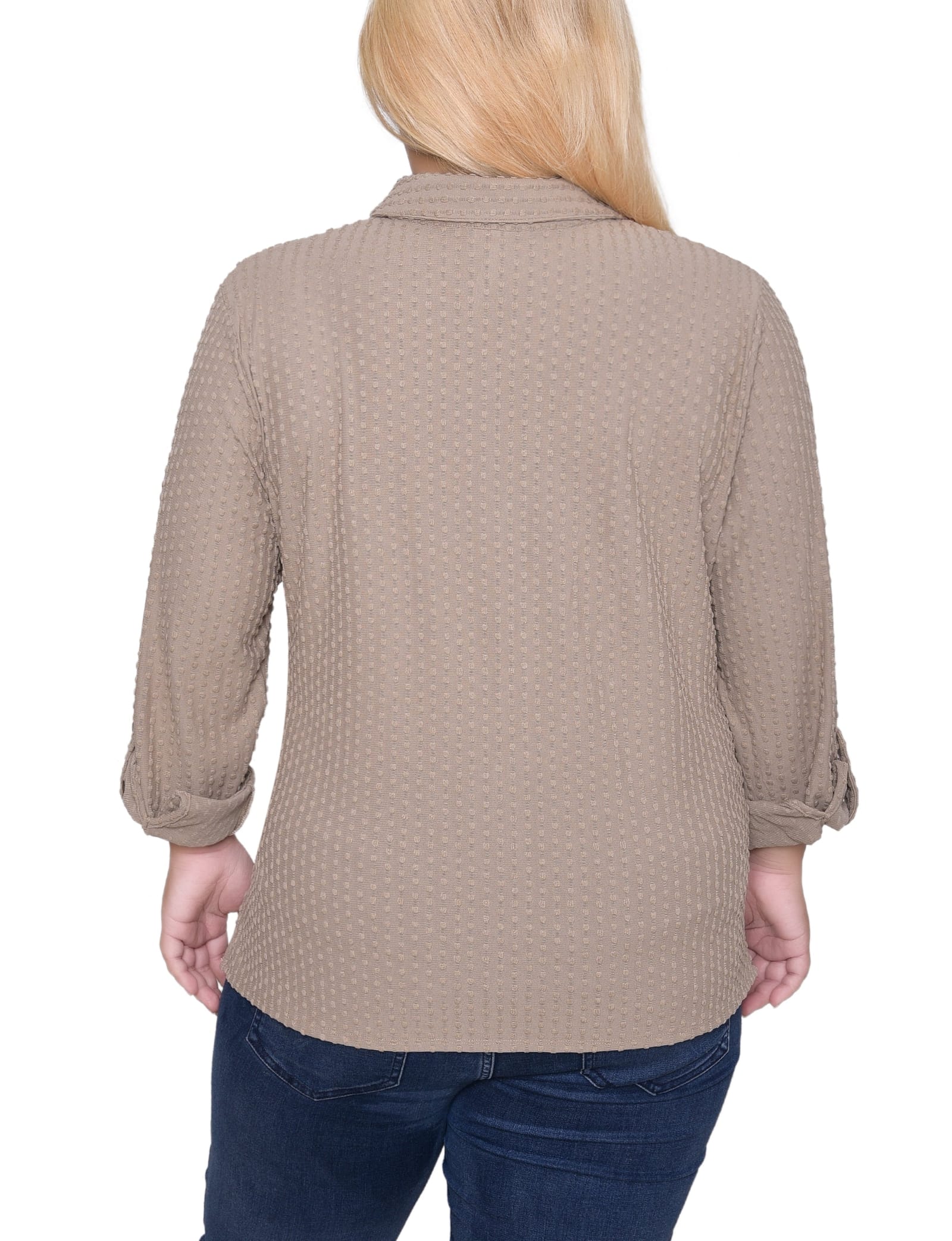 Plus Size Long Sleeve Textured Knit Top thumbnail 3