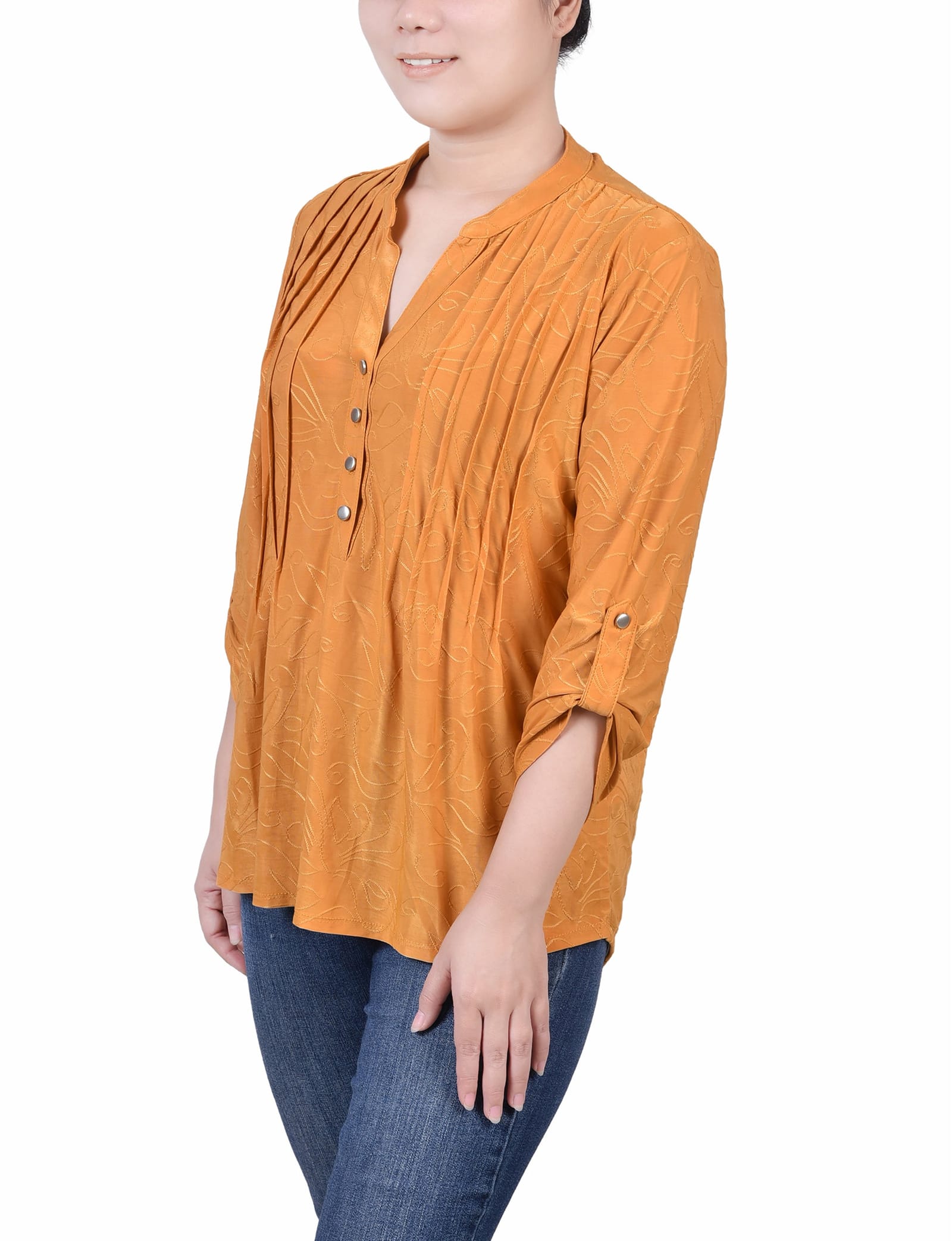 Petite 3/4 Roll Tab Pullover Top thumbnail 2