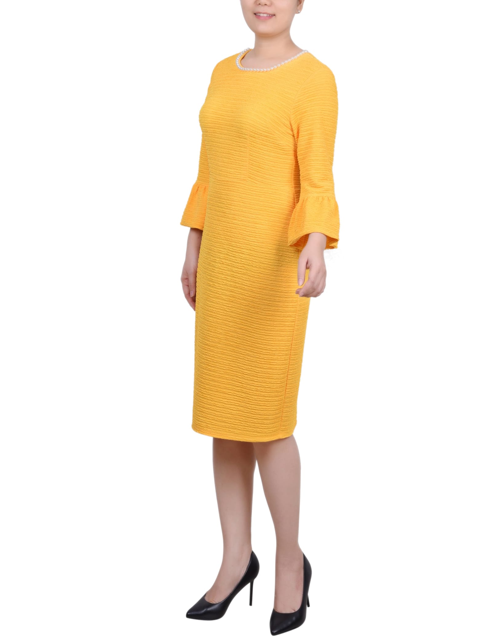 Petite 3/4 Sleeve Pearl Detail Dress thumbnail 2