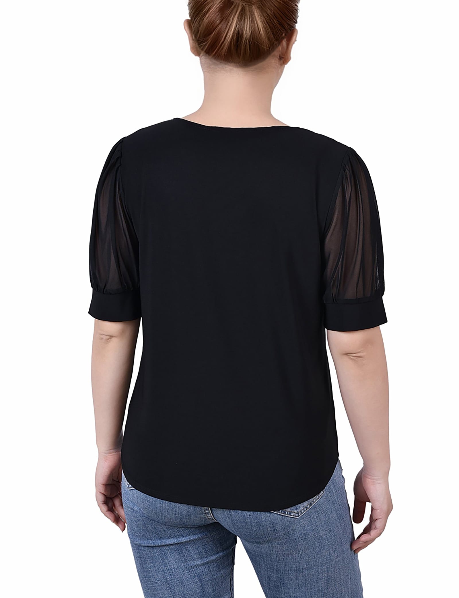 Short Puff Sleeve V-Neck Top thumbnail 3