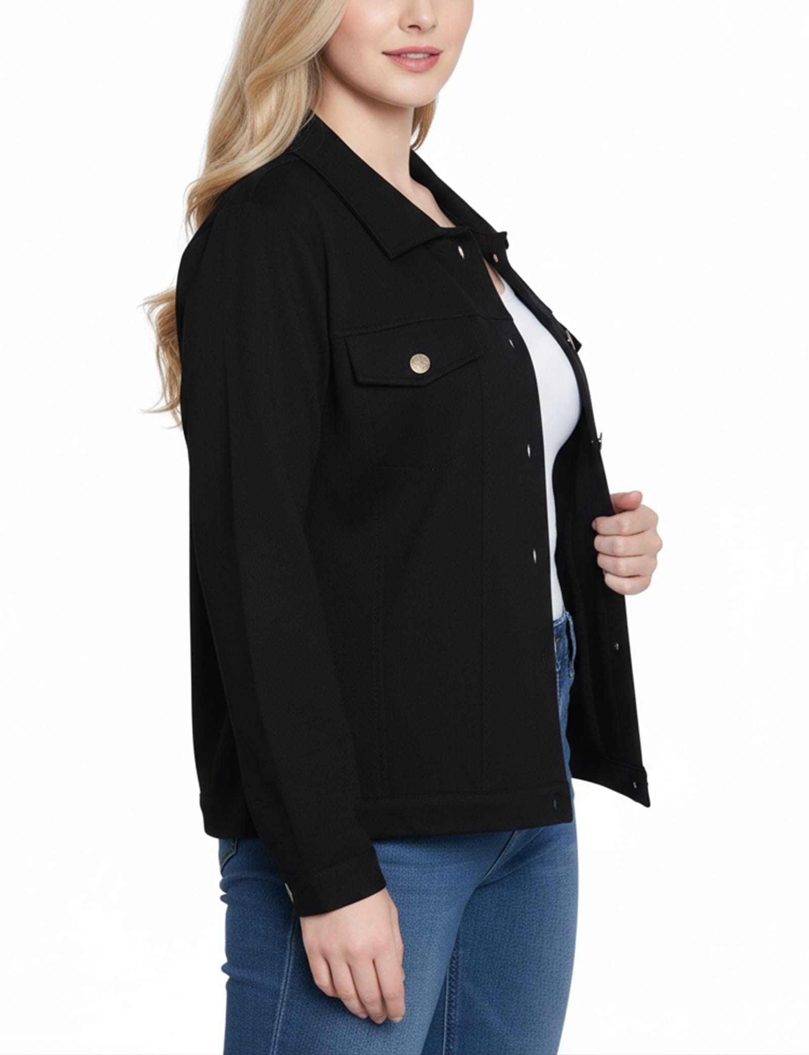 Petite Long Sleeve Ponte Cropped Jacket thumbnail 4