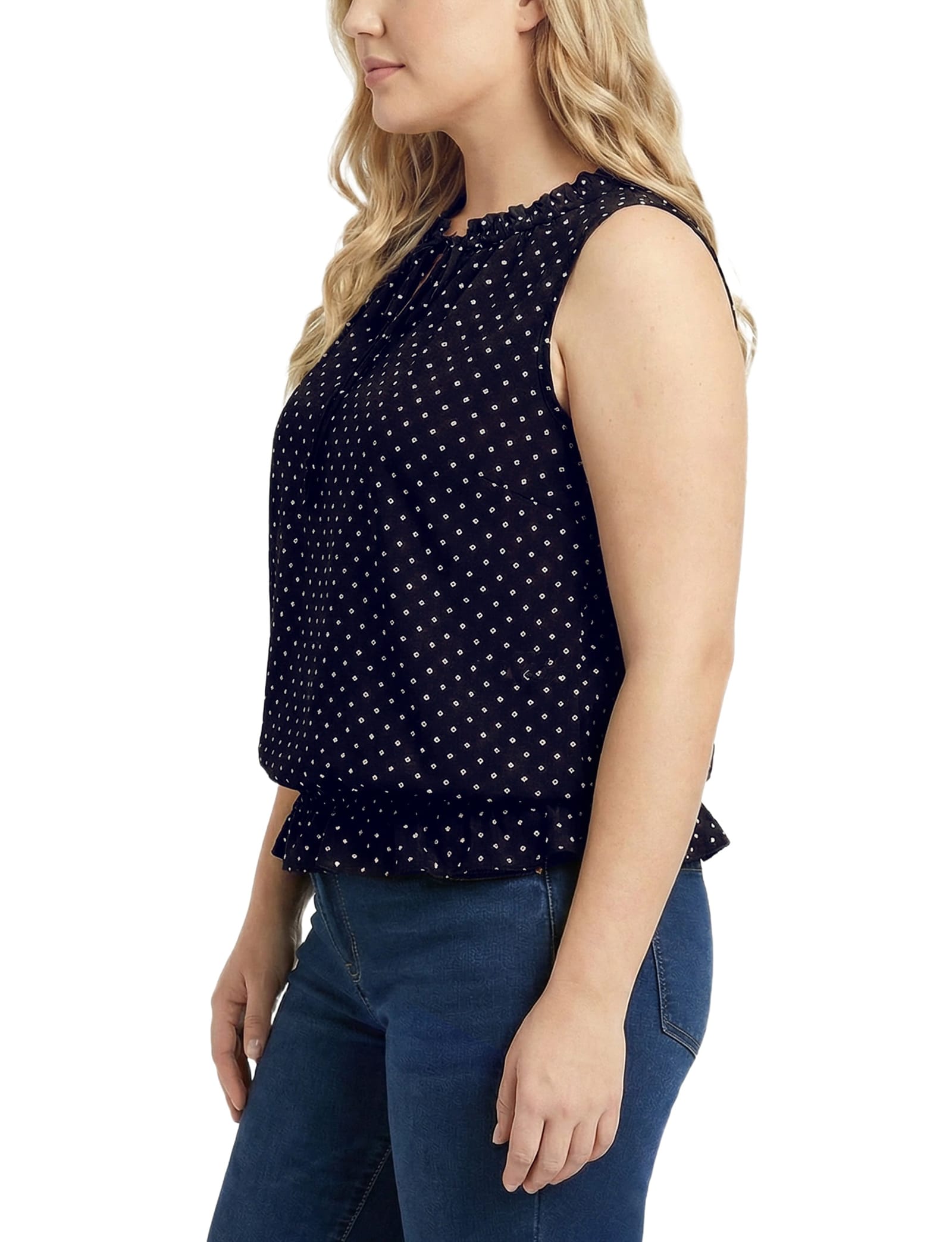 Plus Size Sleeveless Ruffle Flounced Blouse thumbnail 2