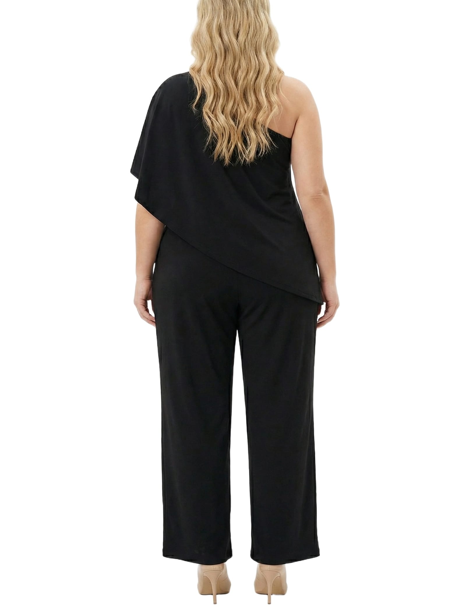 Plus Size Cape-Top Knit Jumpsuit thumbnail 3