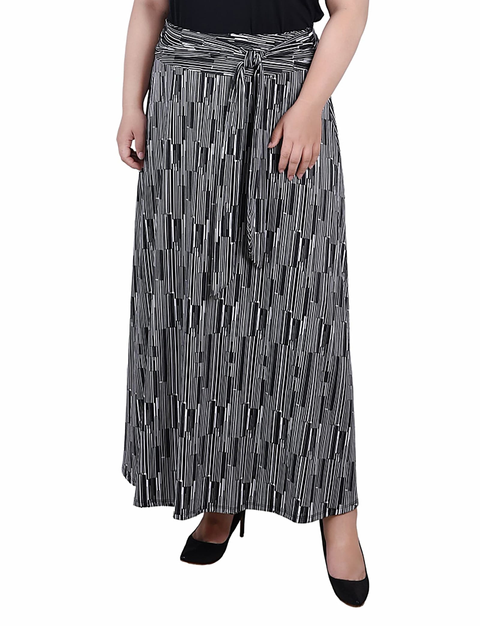 Plus Size Maxi Skirt with Sash Waist Tie