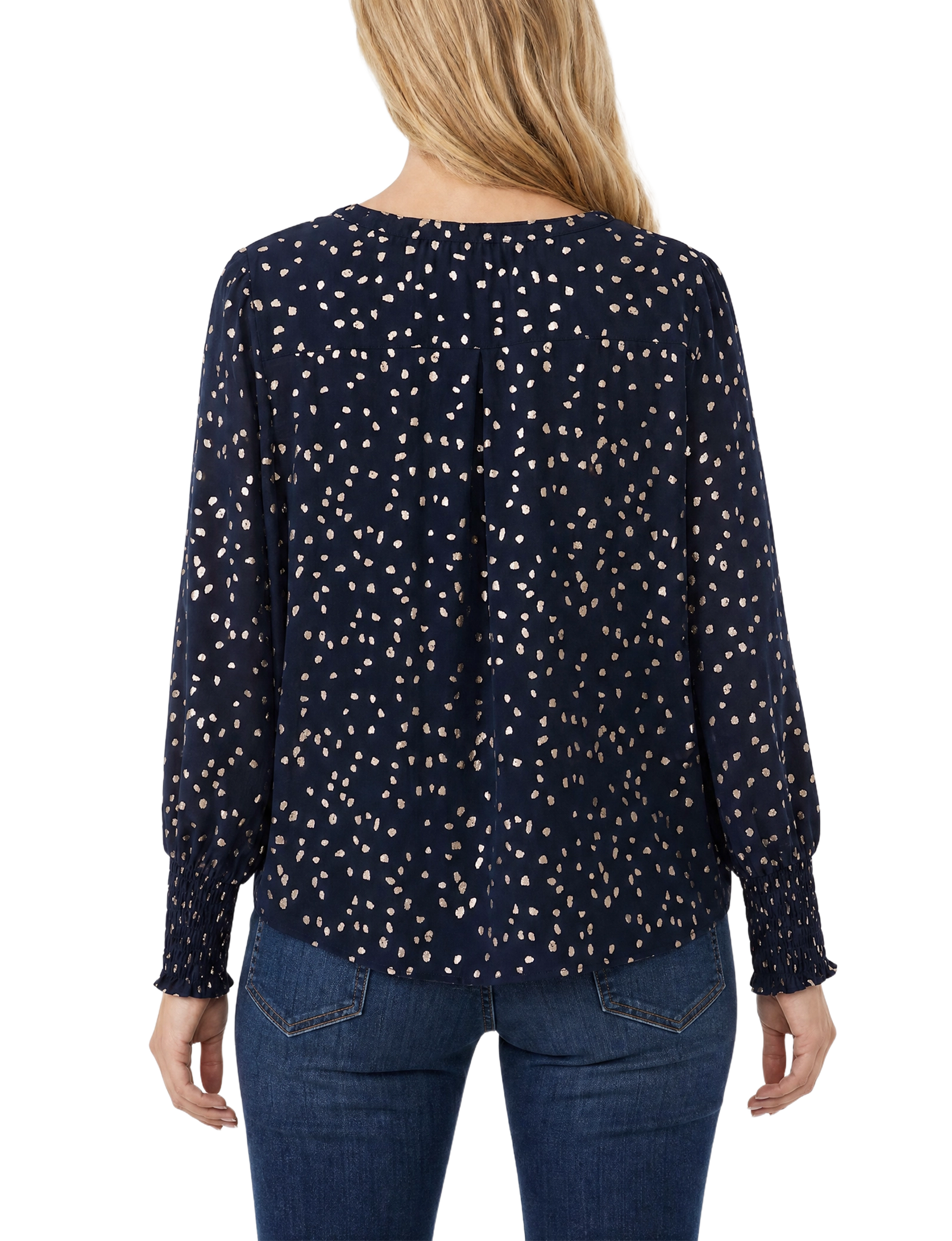 Long Sleeve Round Neck Blouse with Hardware thumbnail 4