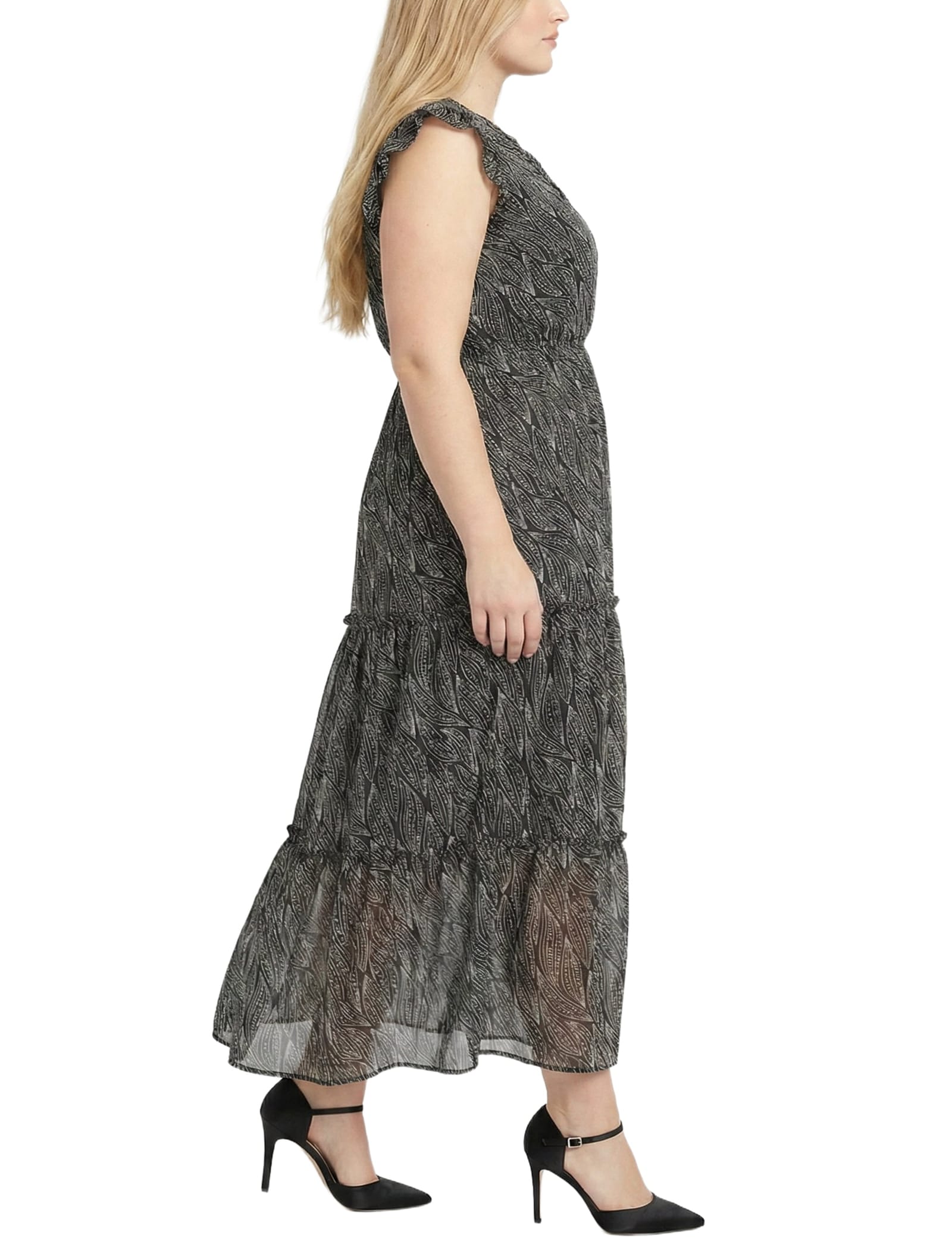 Plus Size Flutter Sleeve Tiered Dress thumbnail 2