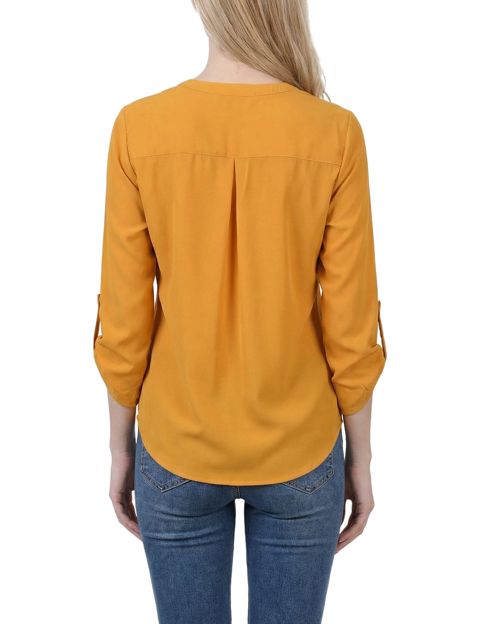 3/4 Roll Tab Sleeve Mandarin Collar Blouse thumbnail 4
