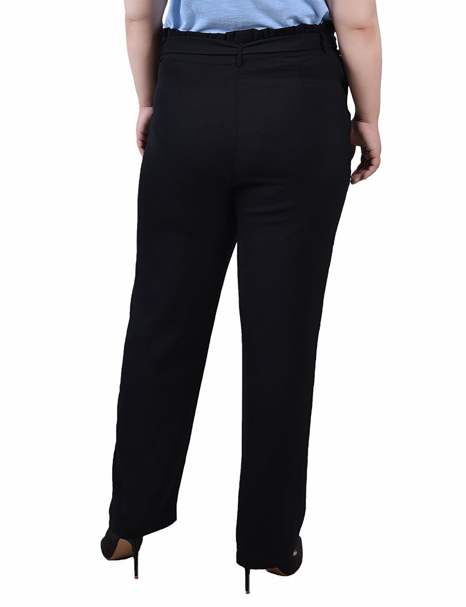 Plus Size Full Length Paper Bag Waist Pants thumbnail 3