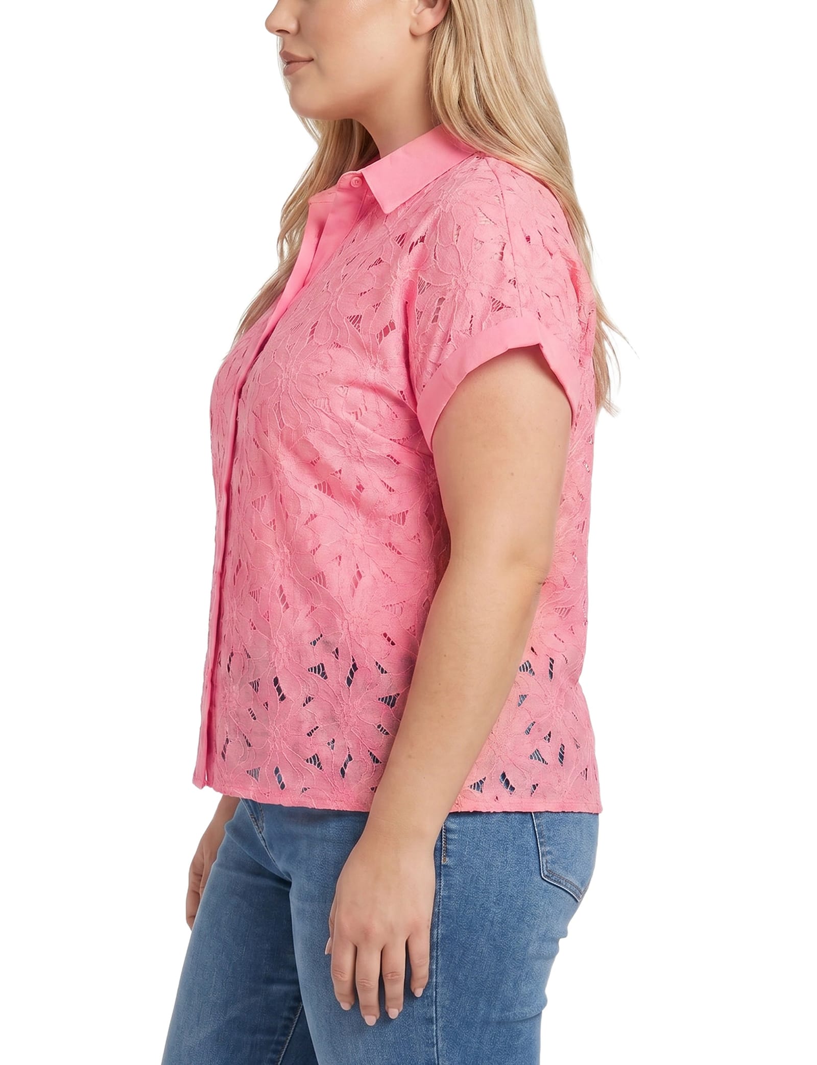 Plus Size Short Sleeve Eyelet Blouse thumbnail 2