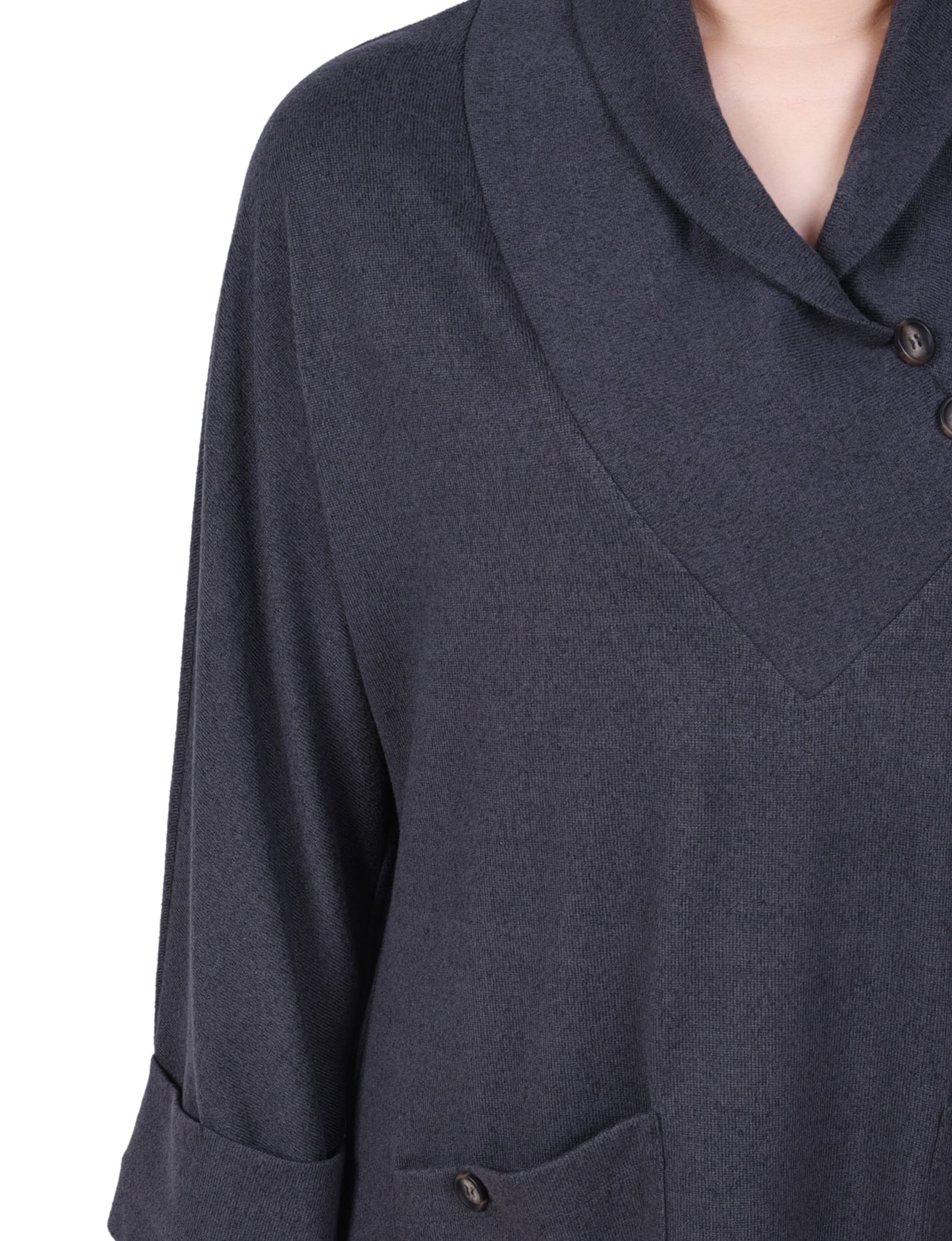Petite Long Sleeve Shawl Collar Top with Pockets thumbnail 4