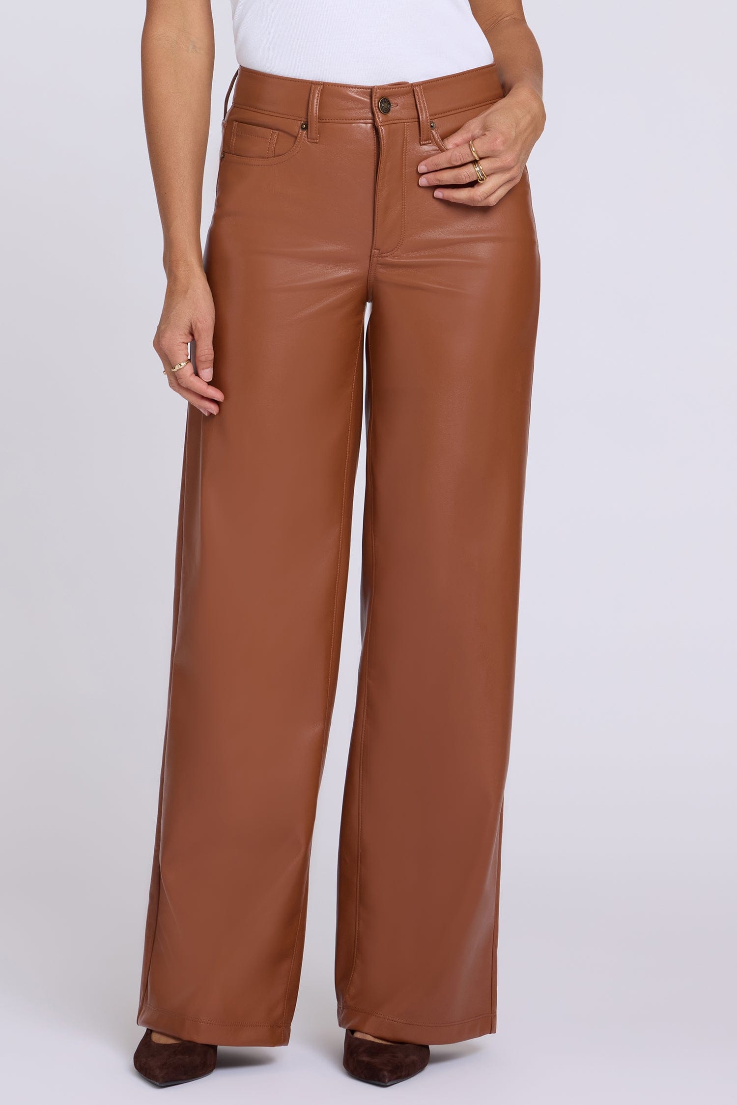 Vegan Stretch Leather Teresa Wide Leg Pants thumbnail 5