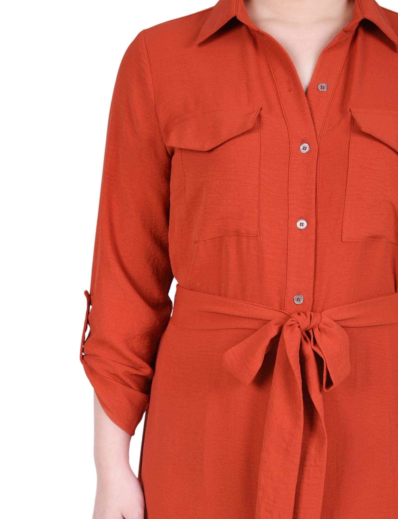 Long Roll Tab Sleeve Shirtdress thumbnail 4