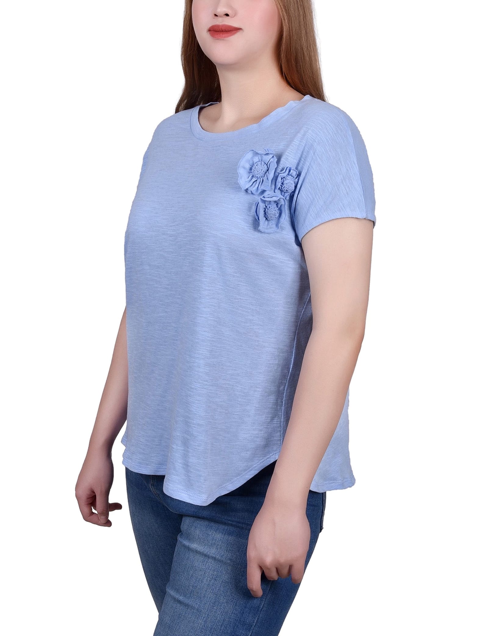 Petite Short Sleeve Slub Knit Top thumbnail 2