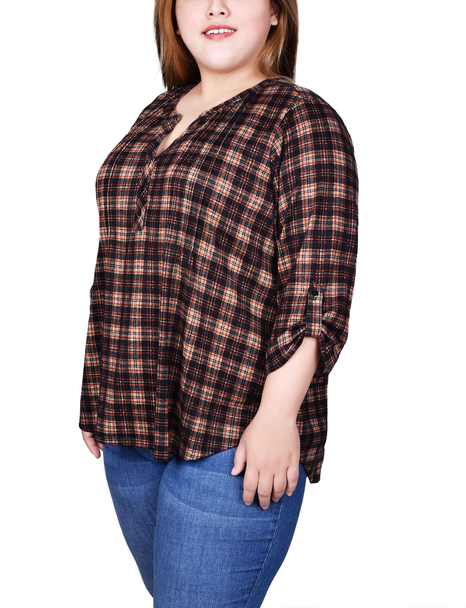 Plus Size 3/4 Roll Sleeve Top thumbnail 3