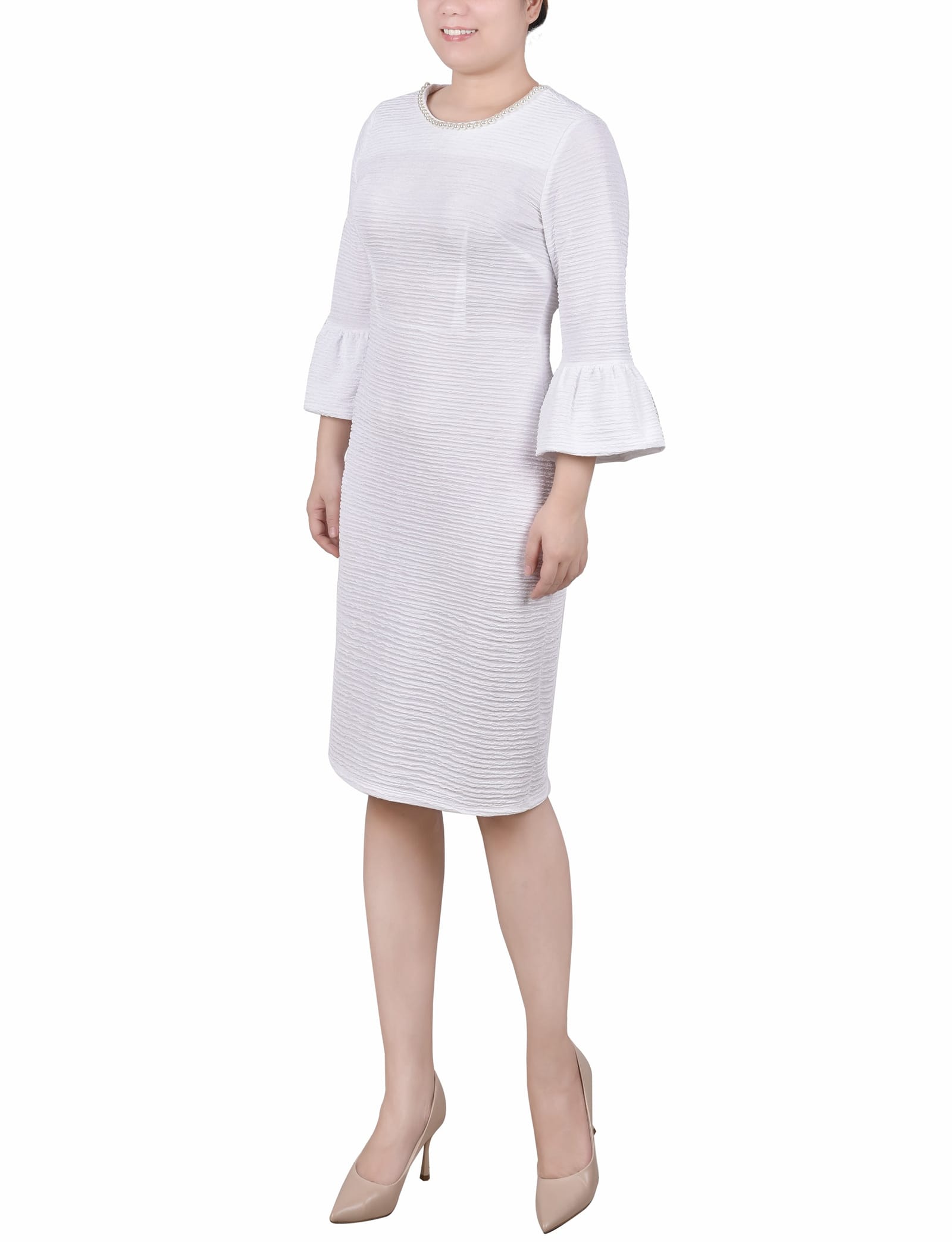 3/4 Sleeve Pearl Detail Dress thumbnail 3