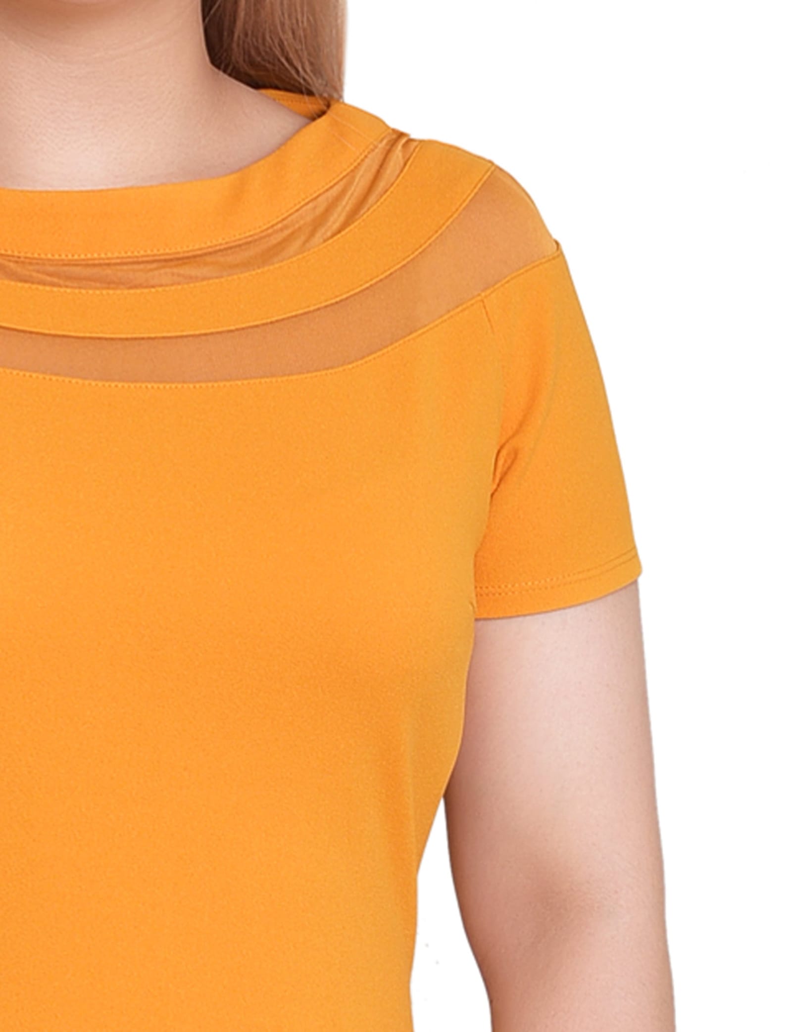 Petite Short Sleeve Dress with Mesh Insets thumbnail 3