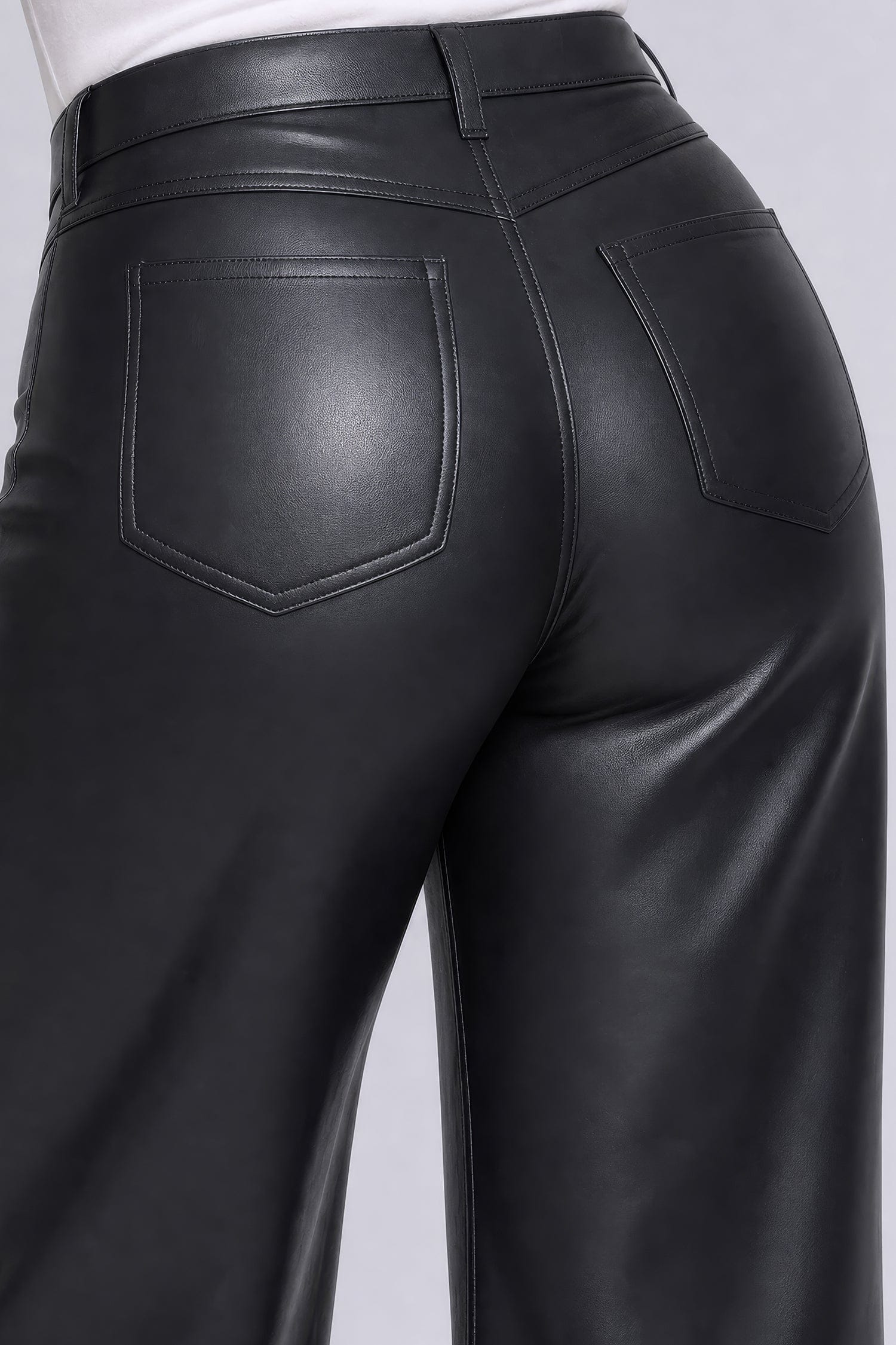 Vegan Stretch Leather Teresa Wide Leg Pants in Plus Size thumbnail 2