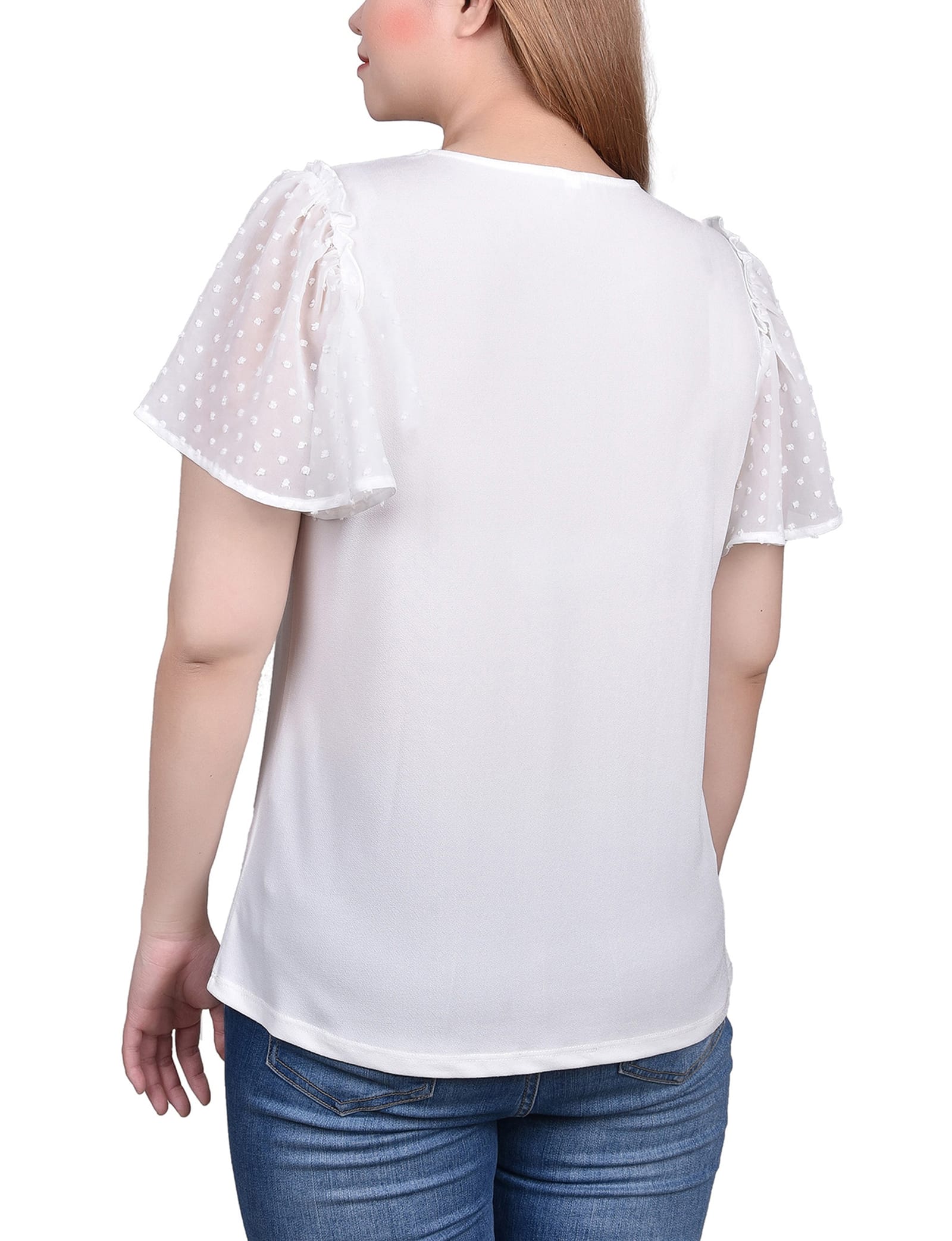 Clip Dot Flutter Sleeve Top thumbnail 4